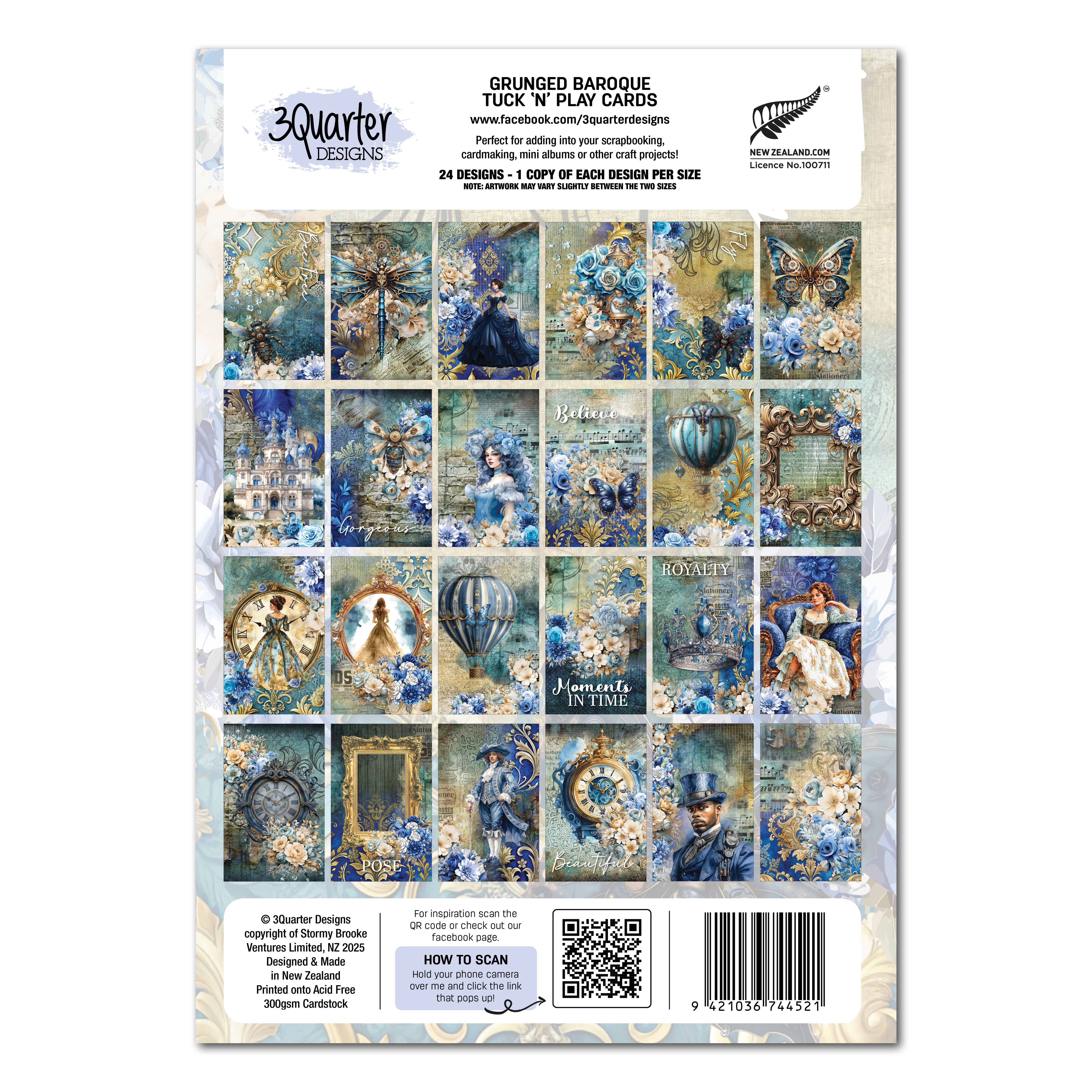 3Quarter Designs Grunged Baroque - Tuck N Play Cards