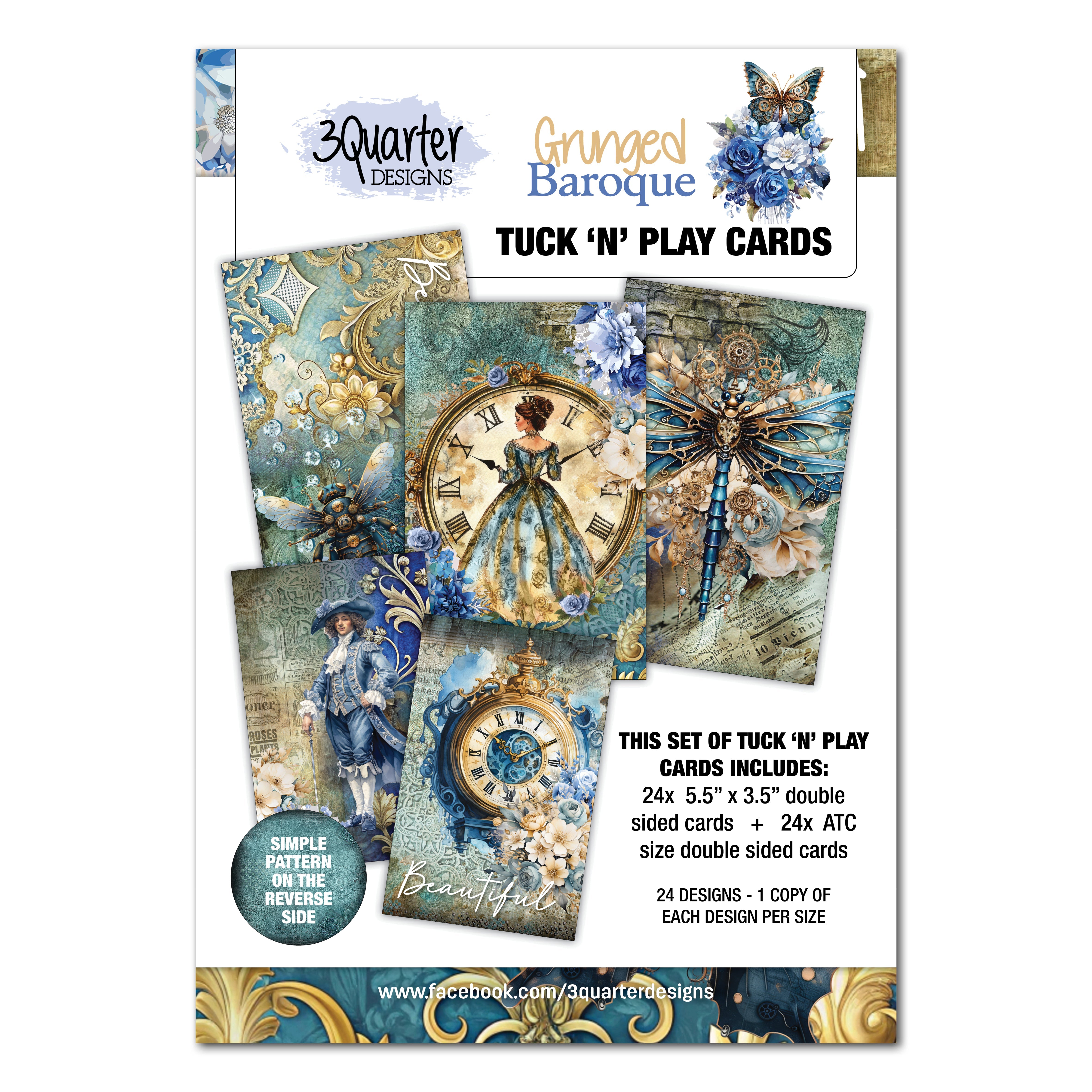 3Quarter Designs Grunged Baroque - Tuck N Play Cards