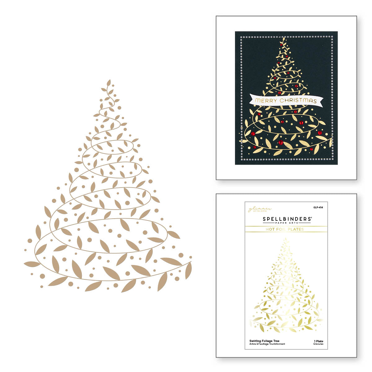 Swirling Foliage Tree Hot Foil Plate from the Glimmer for the Holidays Collection