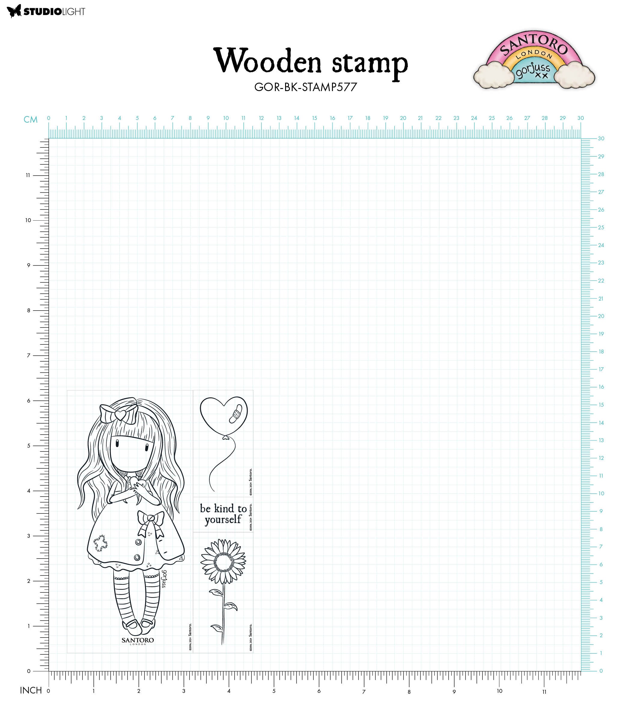 SAN Rubber Stamp Gorjuss - Be Kind Be Kind To Yourself 105x148x15mm 4 PC nr.577