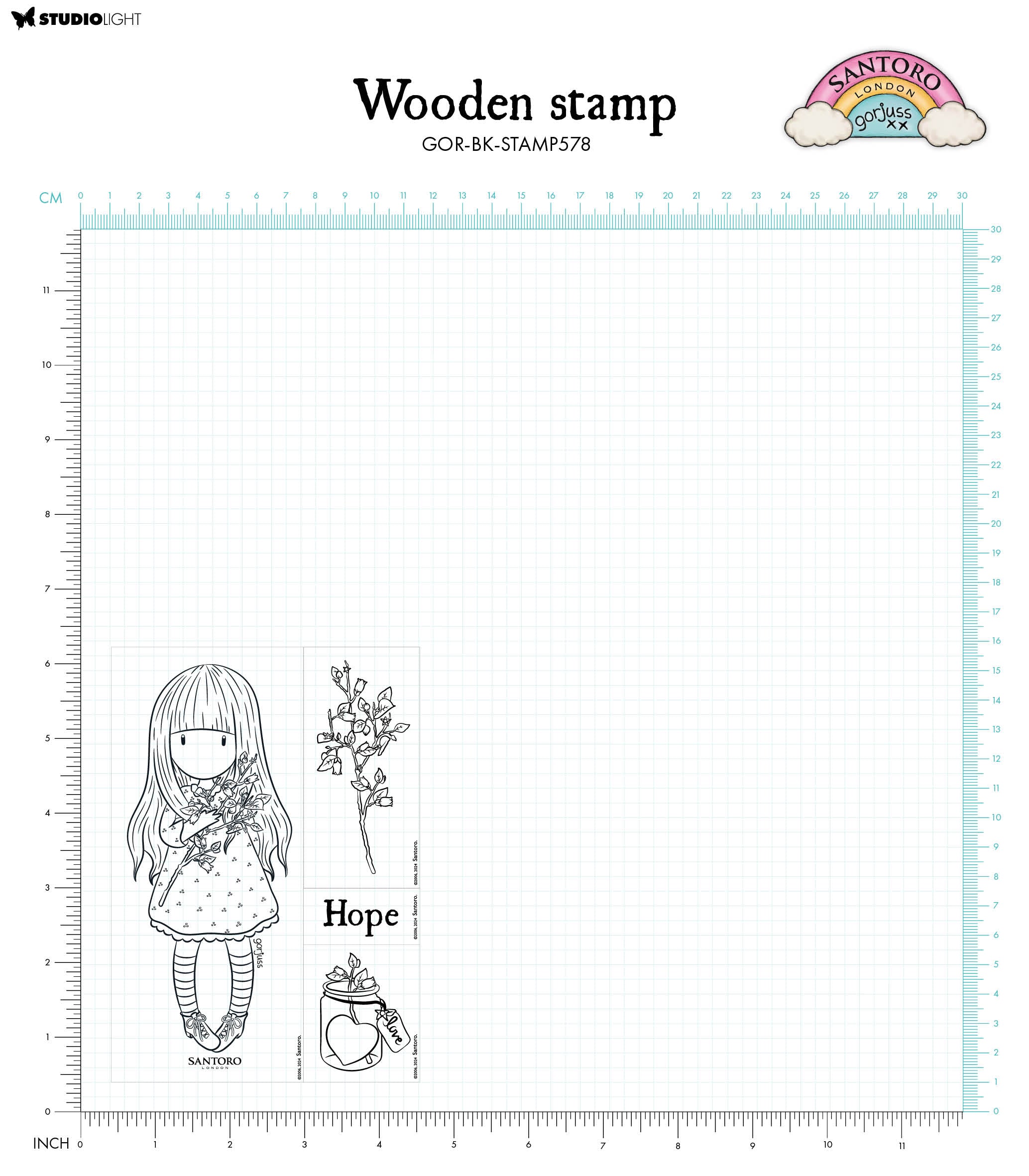 SAN Rubber Stamp Gorjuss - Be Kind Hope 105x148x15mm 4 PC nr.578