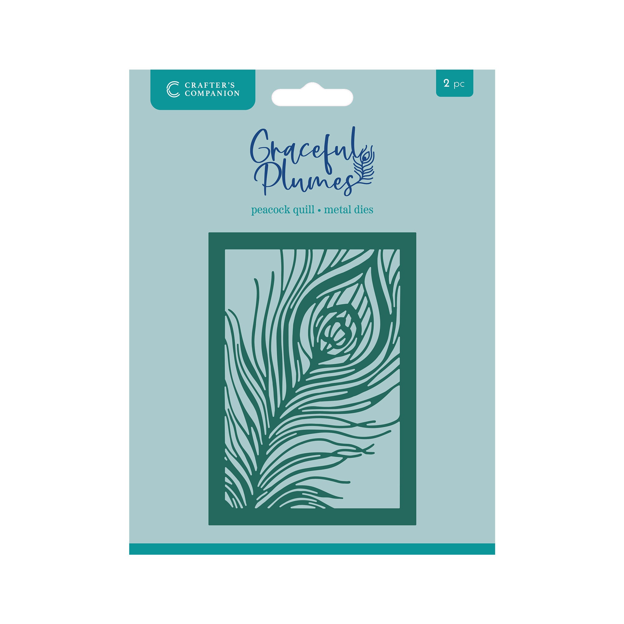 Graceful Plumes Metal Die Create-a-Card - Peacock Quill 