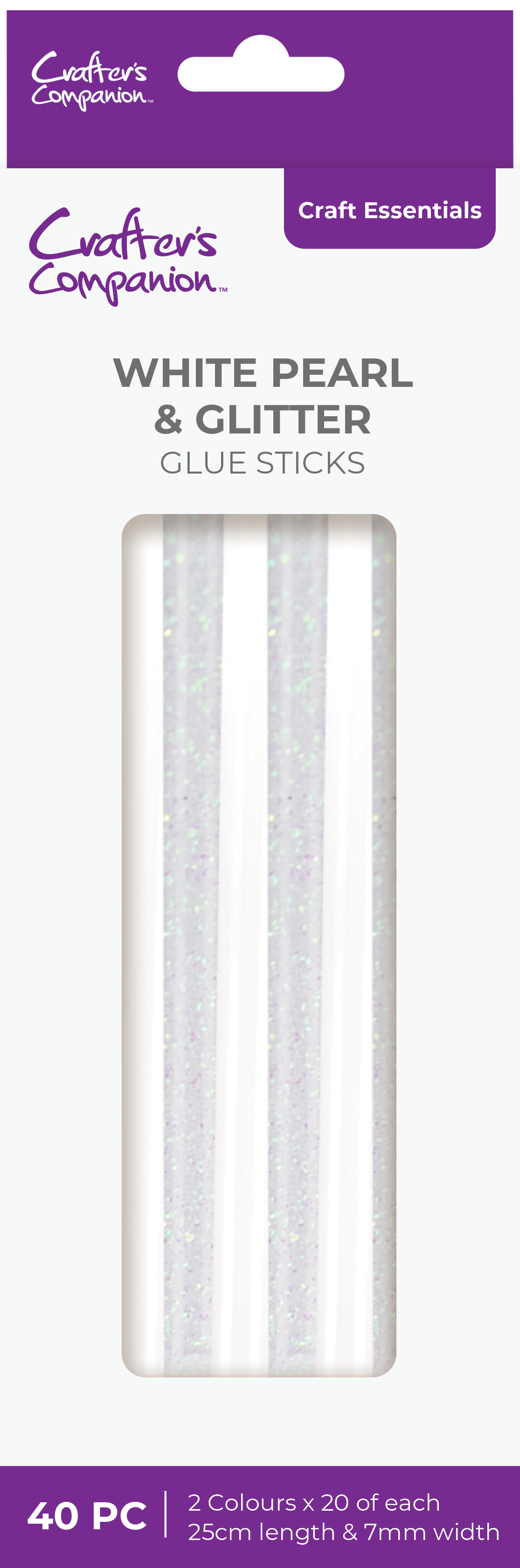 Crafter's Companion Glue Stick - White Pearl & Glitter - 40PC