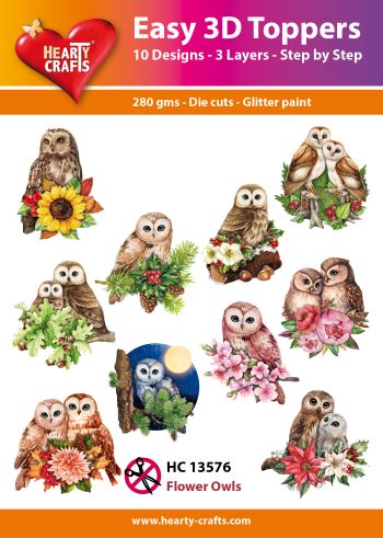 Hearty Crafts Easy 3D Toppers - Flower Owls
