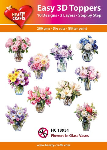 Hearty Crafts Easy 3D Toppers - Flowers in Glass Vases