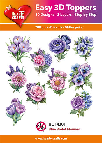 Hearty Crafts Easy 3D Topper - Blue Violet Flowers