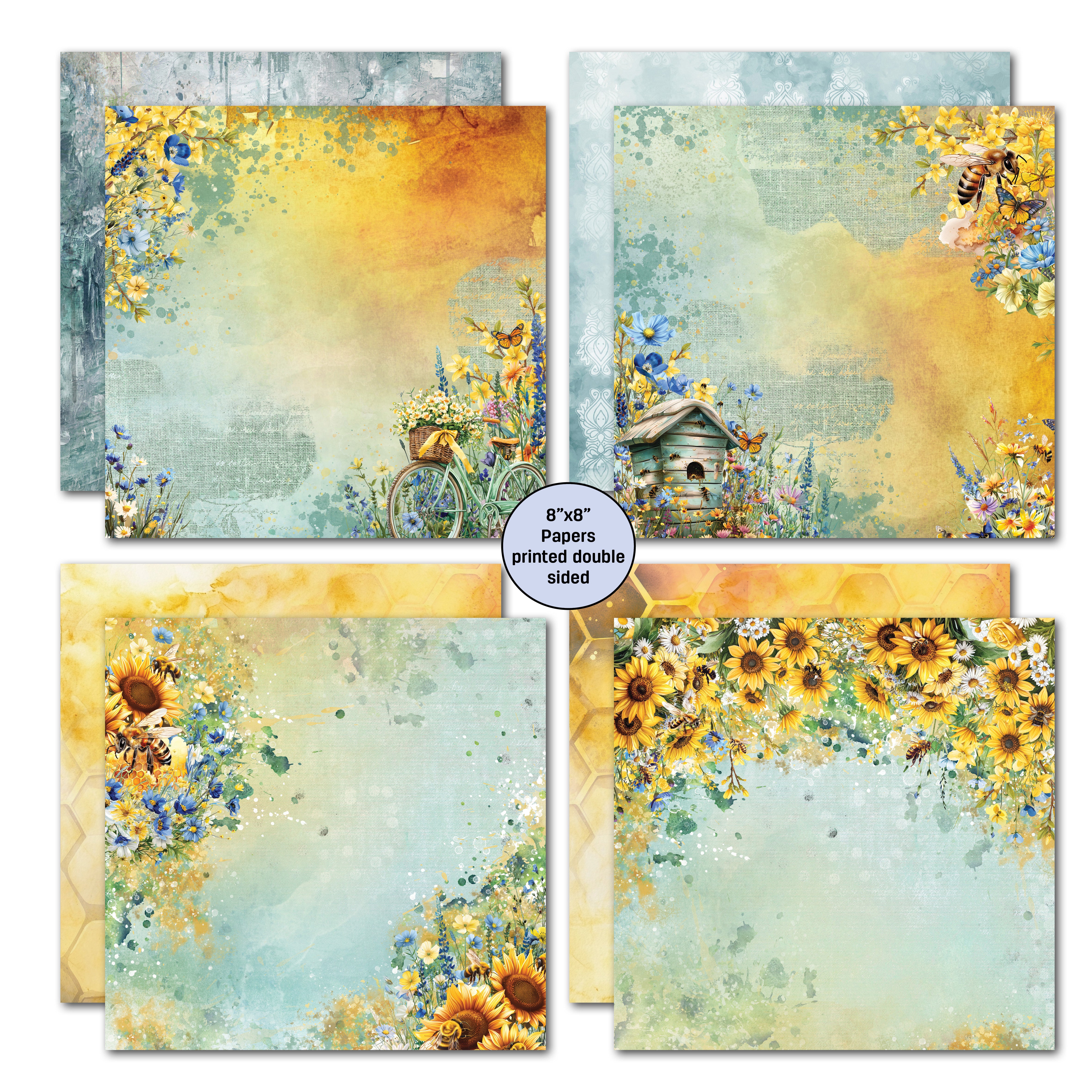 3Quarter Designs Honey Fields 8x8 Paper Pack & Diecuts Set