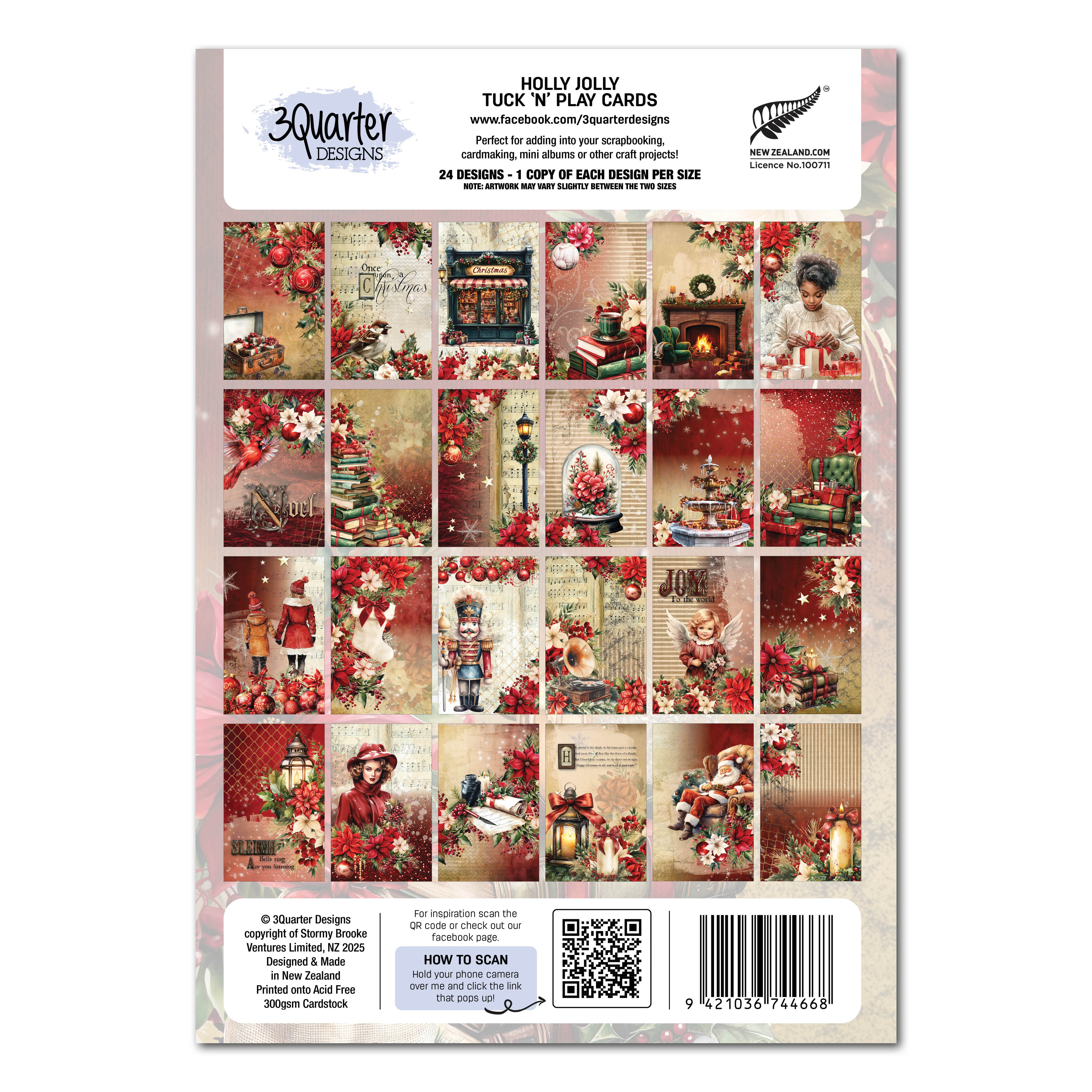 3Quarter Designs Holly Jolly - Tuck N Play Cards