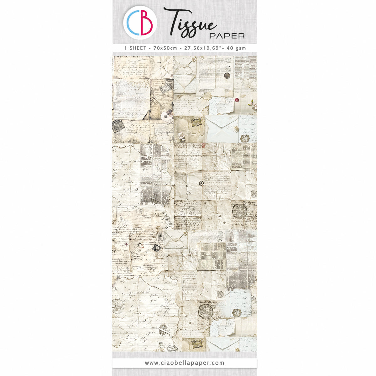 Tissue Paper cm69x49 27.66"x19.29” Antique Handwritten Letter