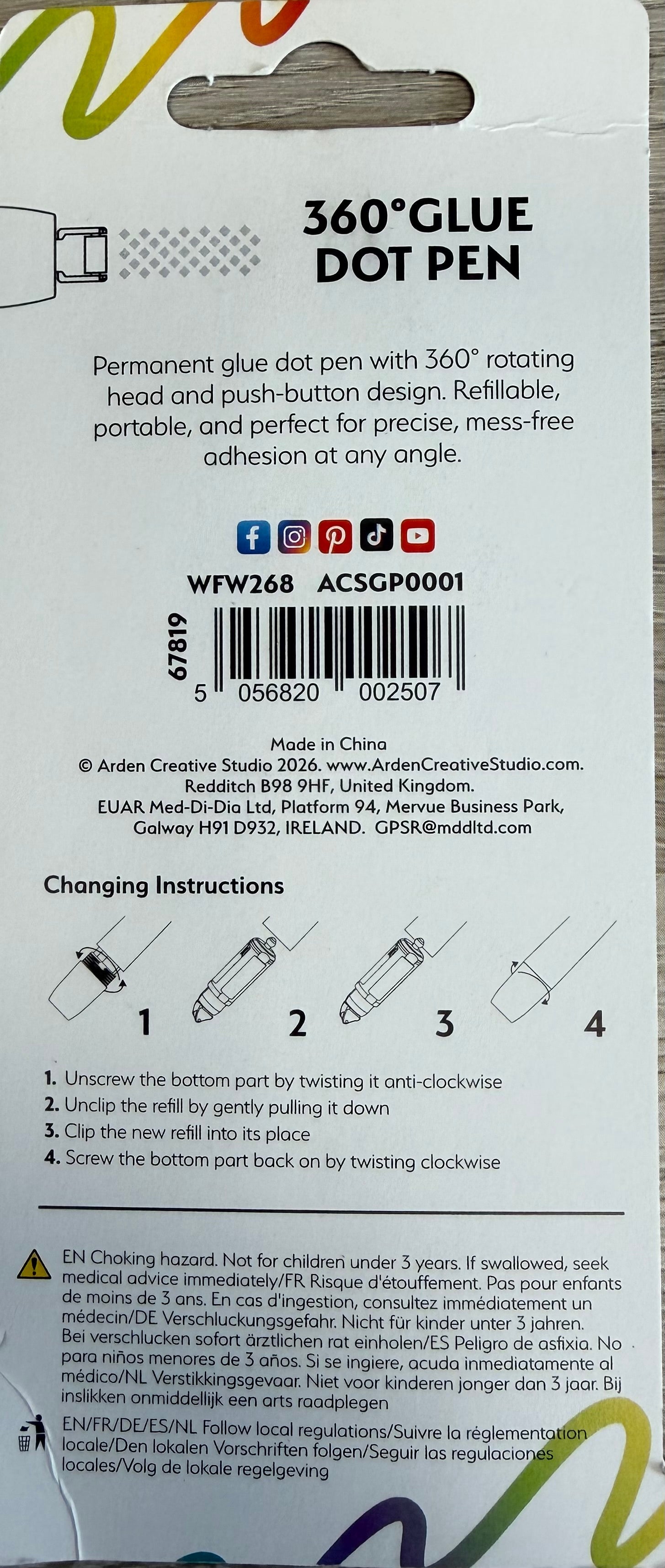Arden Creative Studio 360° Glue Dot Tape Pen