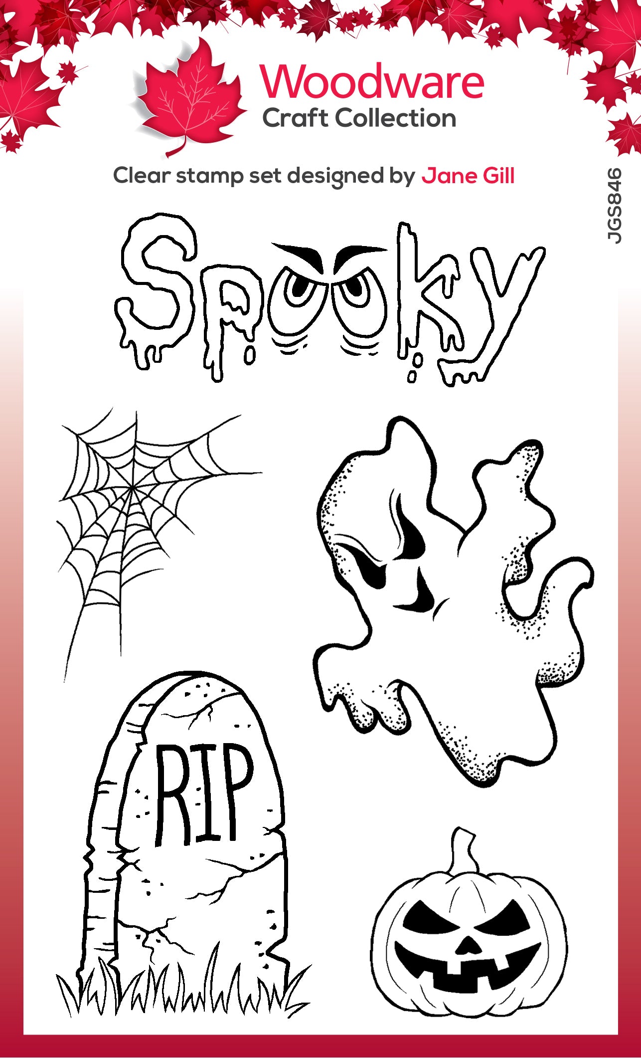 Woodware Clear Singles Spooky Goings On 4 in x 6 in Stamp Set