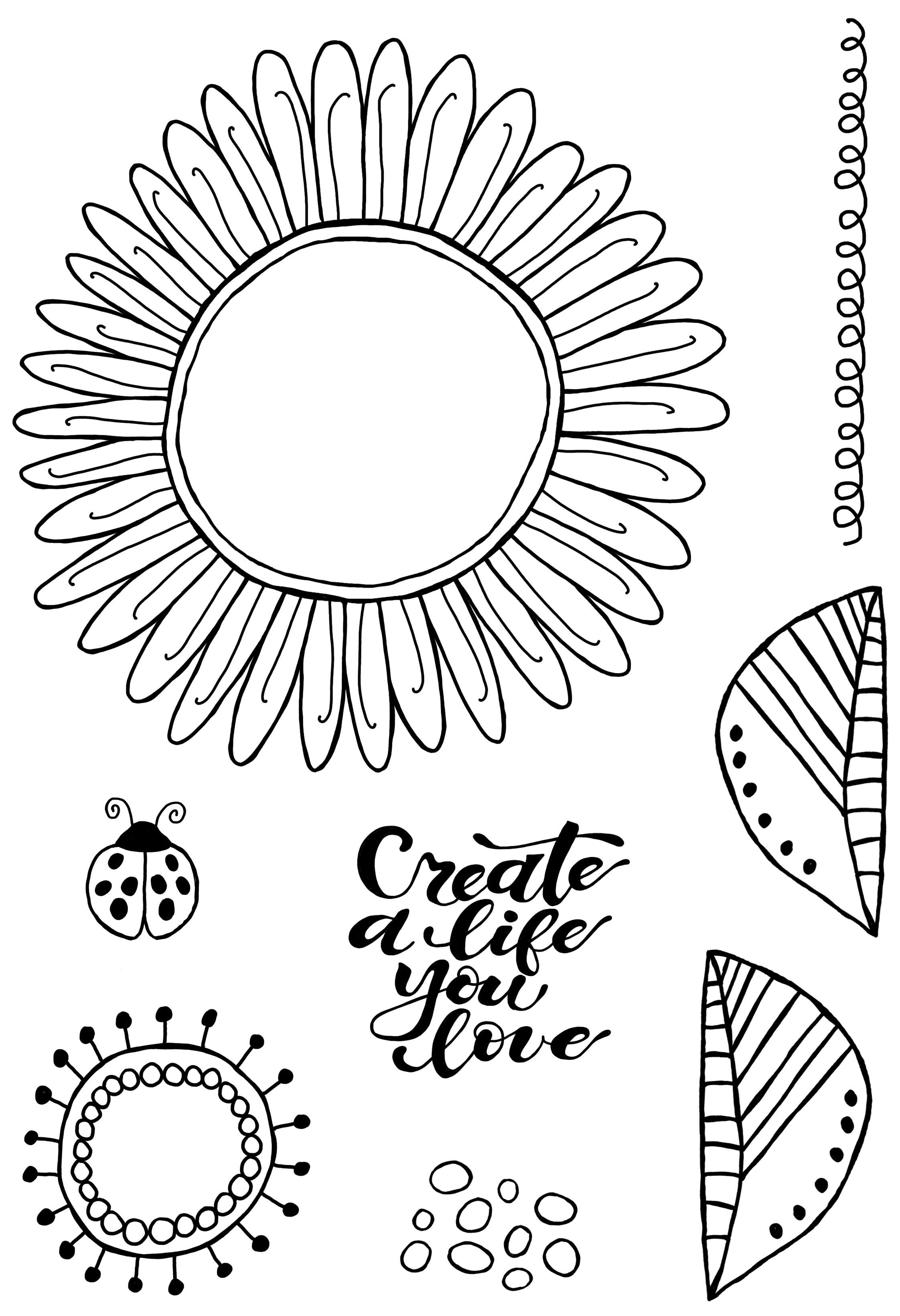 Woodware Clear Singles Petal Doodles Live Life 4 in x 6 in Stamp Set