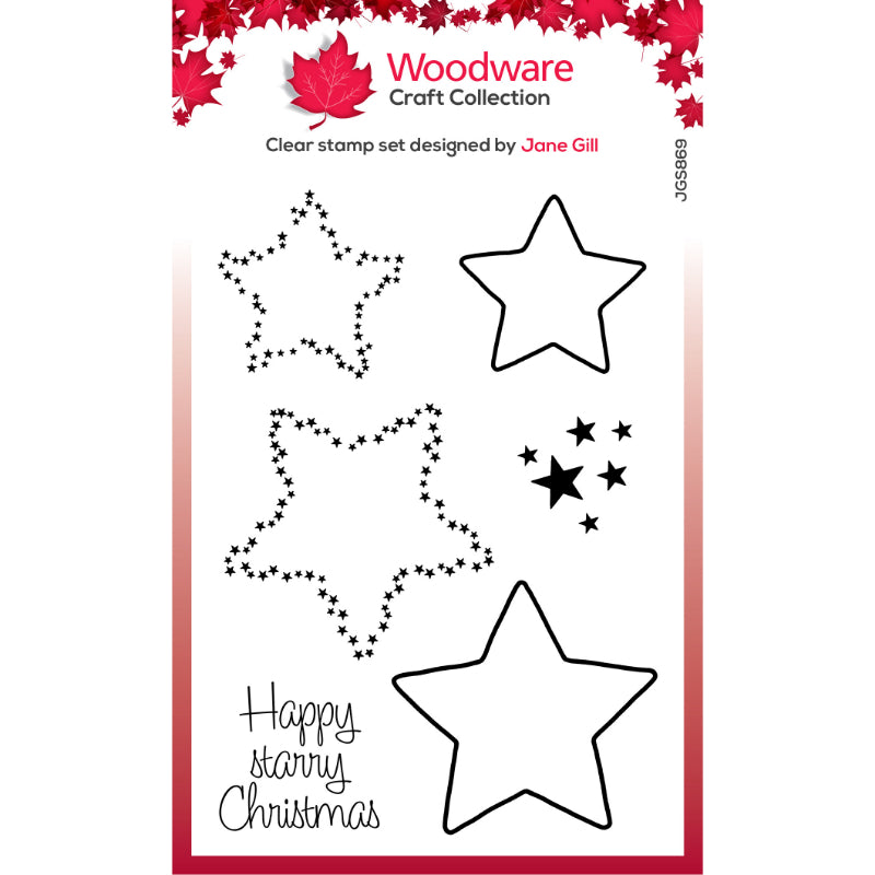 Woodware Clear Singles Paintable Shapes Stars 4 in x 6 in Stamp Set