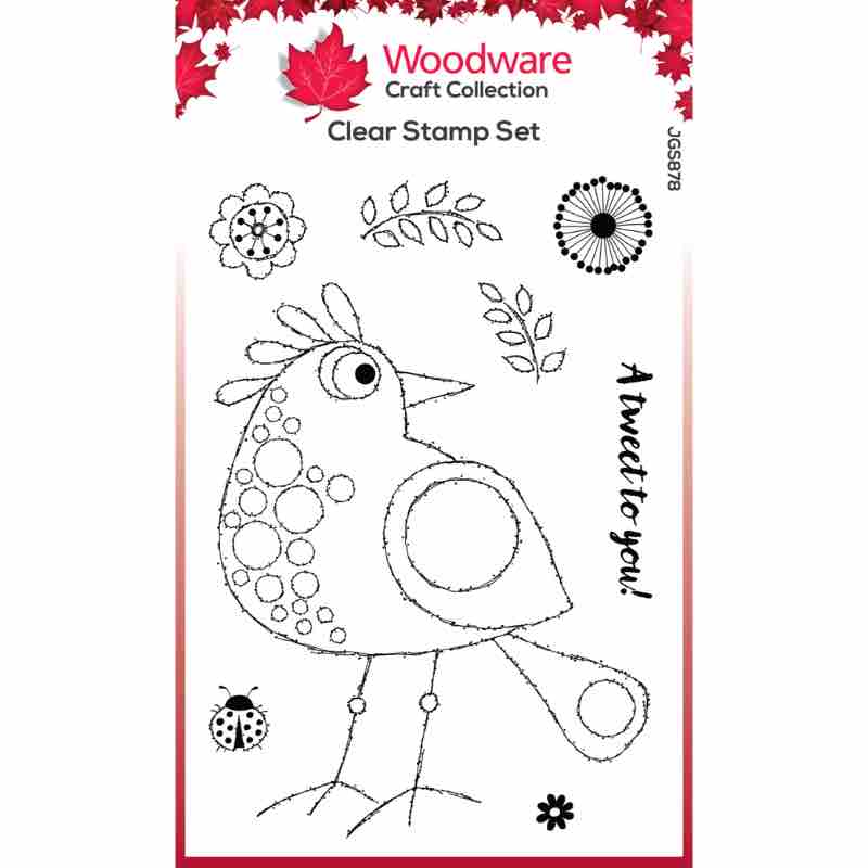 Woodware Clear Singles Bubble Birds Lola 4 in x 6 in Stamp Set