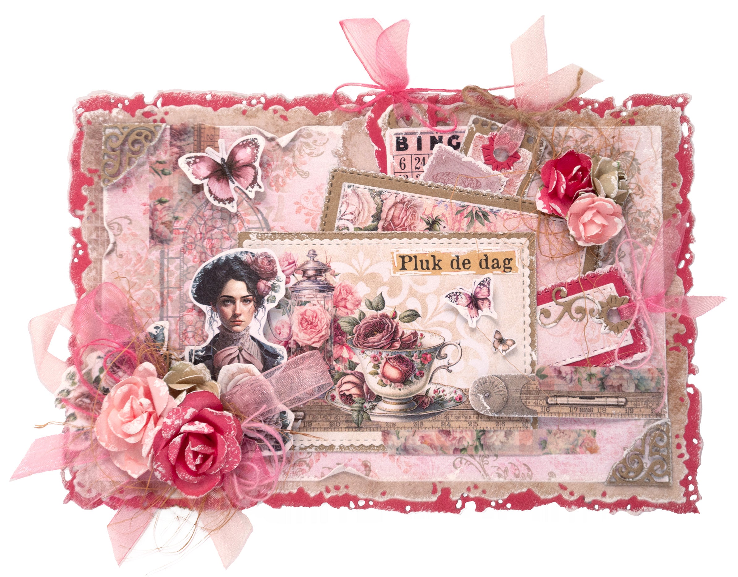JMA Ribbon Organza & Hemp - Pinks Victorian Dreams 4 PC