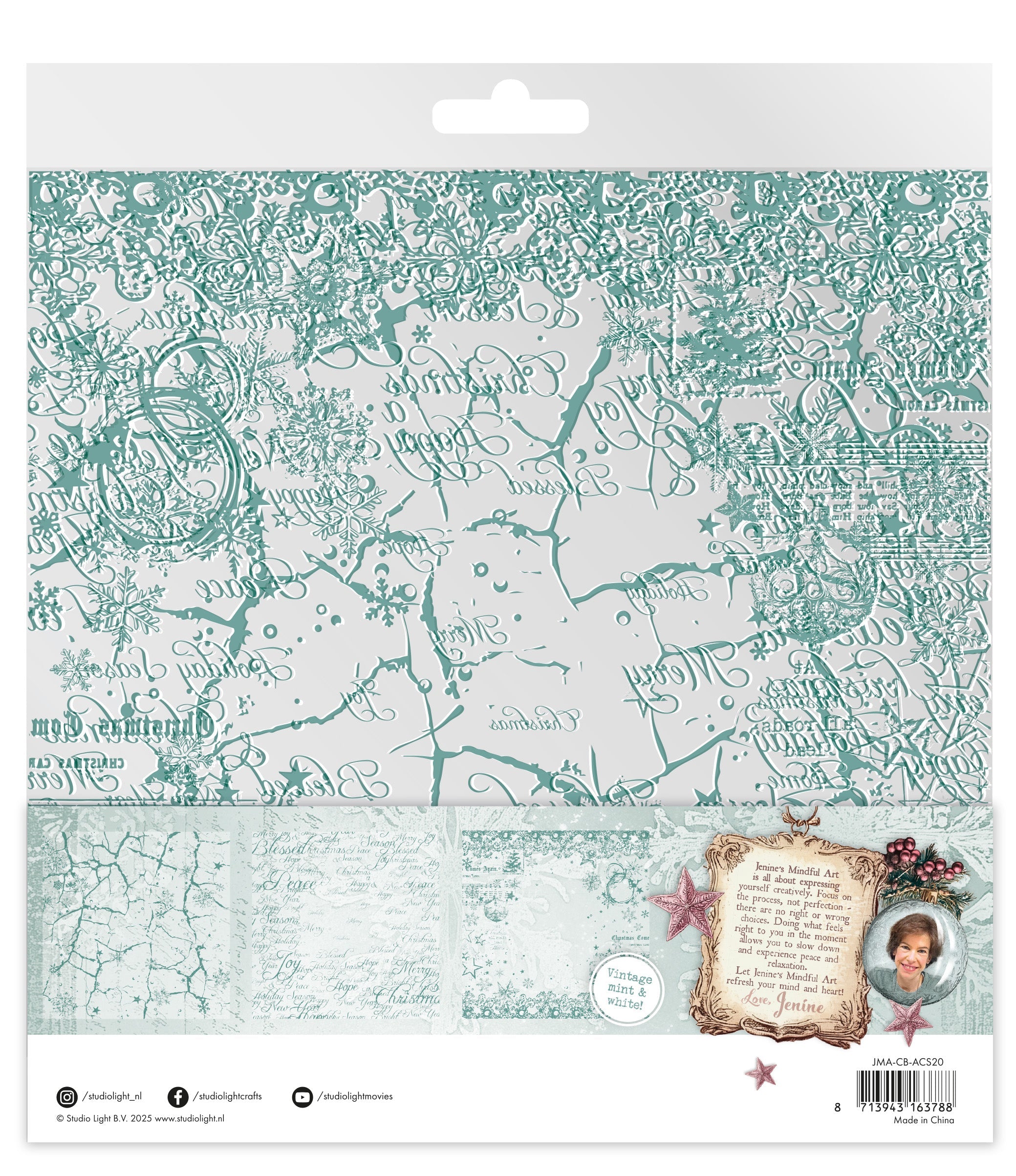 JMA Acetate Sheets White & Vintage Mint Christmas Blush 6 Sheets