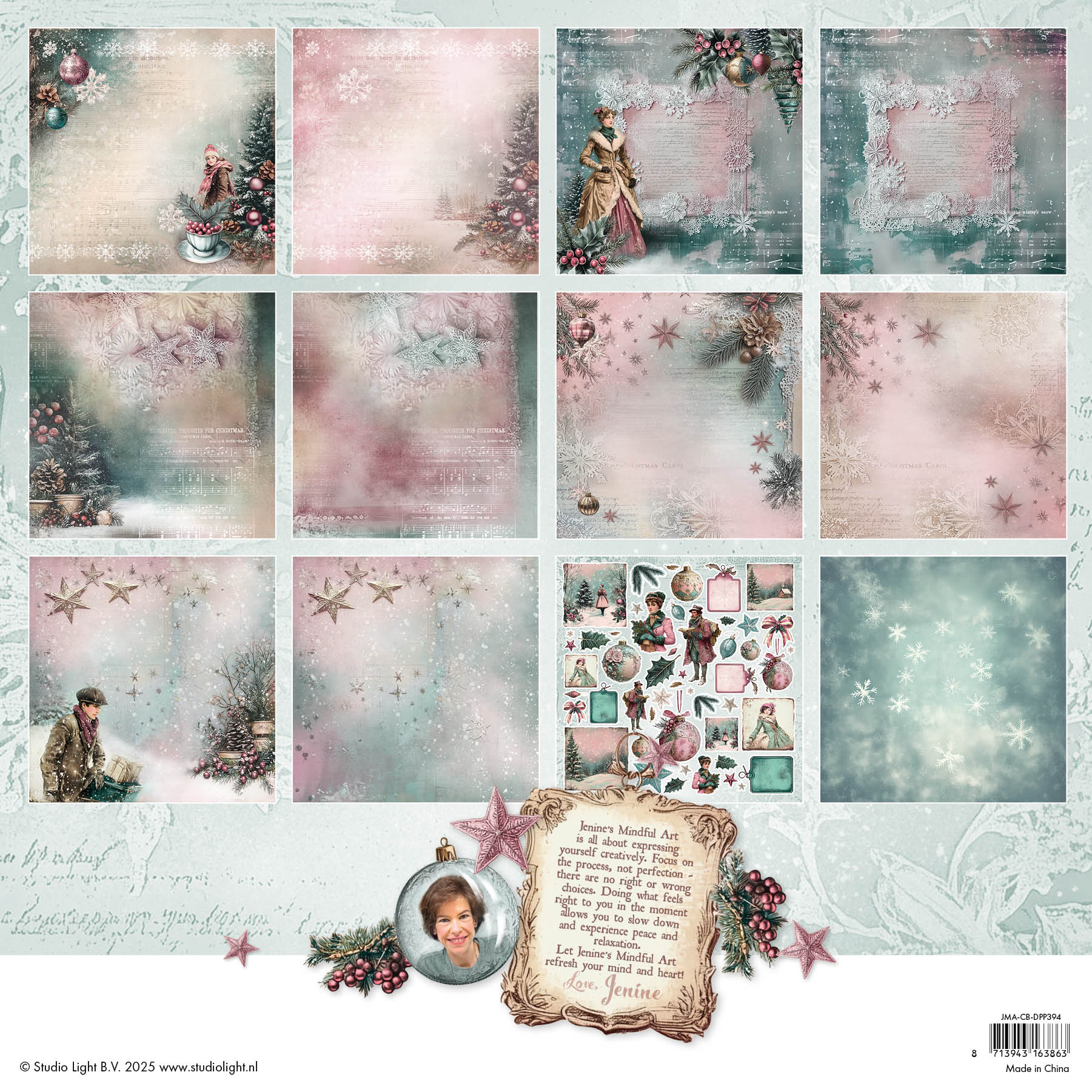 JMA Designer Paper Pad Double-Sided Scrapbooking Christmas Blush 12 Sheets