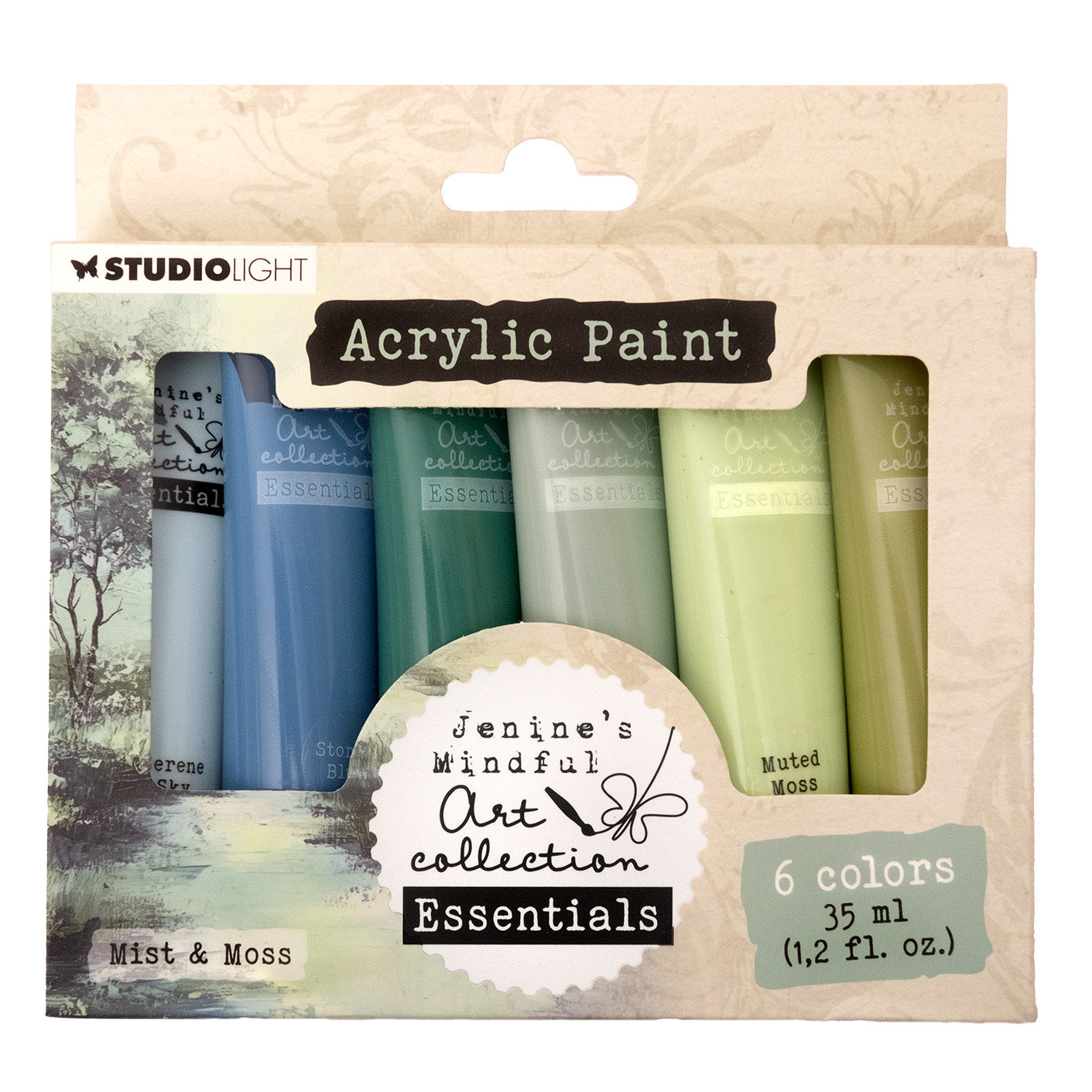 JMA Acrylic Paint Mist & Moss Essentials 172x154x25mm 6 Pieces