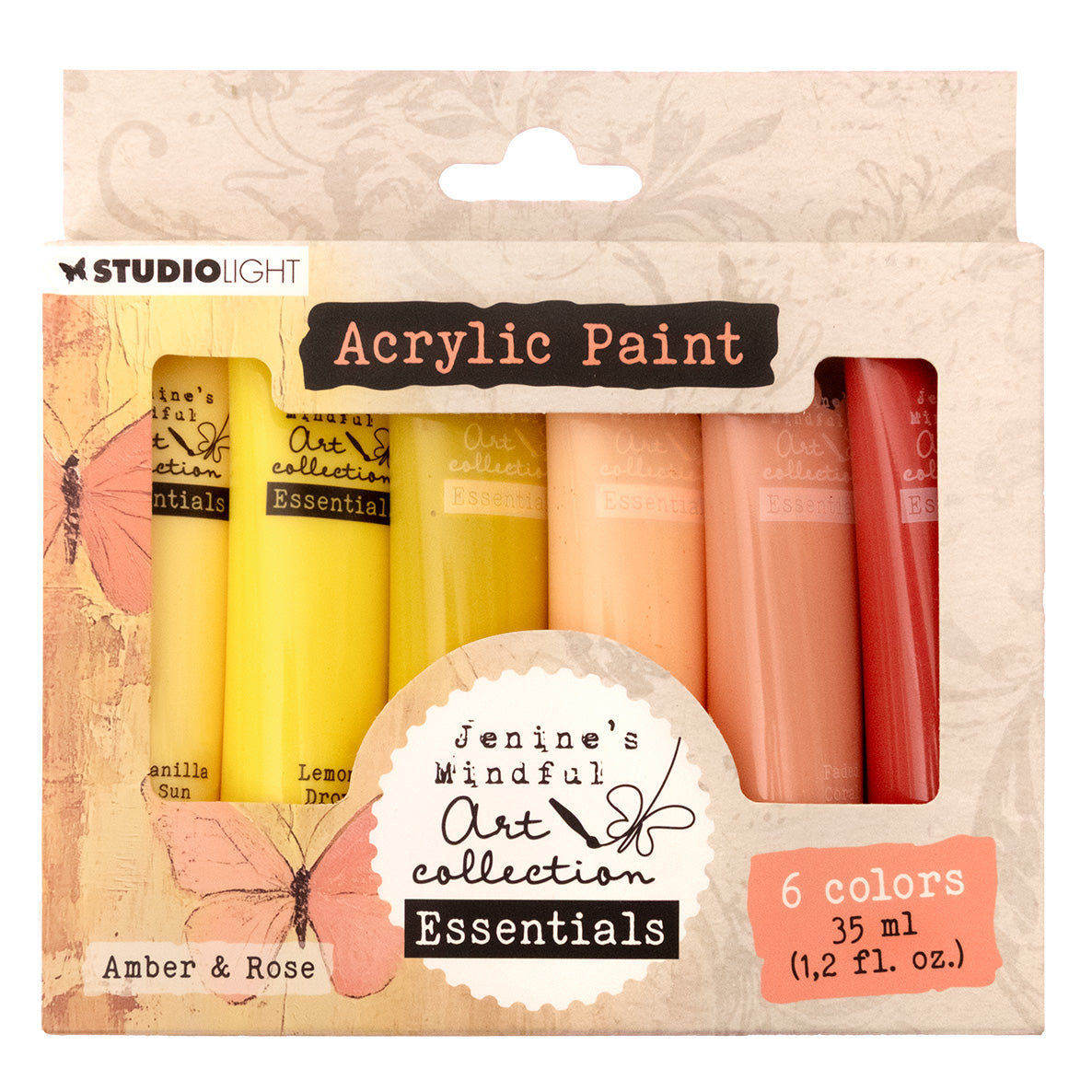 JMA Acrylic Paint Amber & Rose Essentials 172x154x25mm 6 Pieces