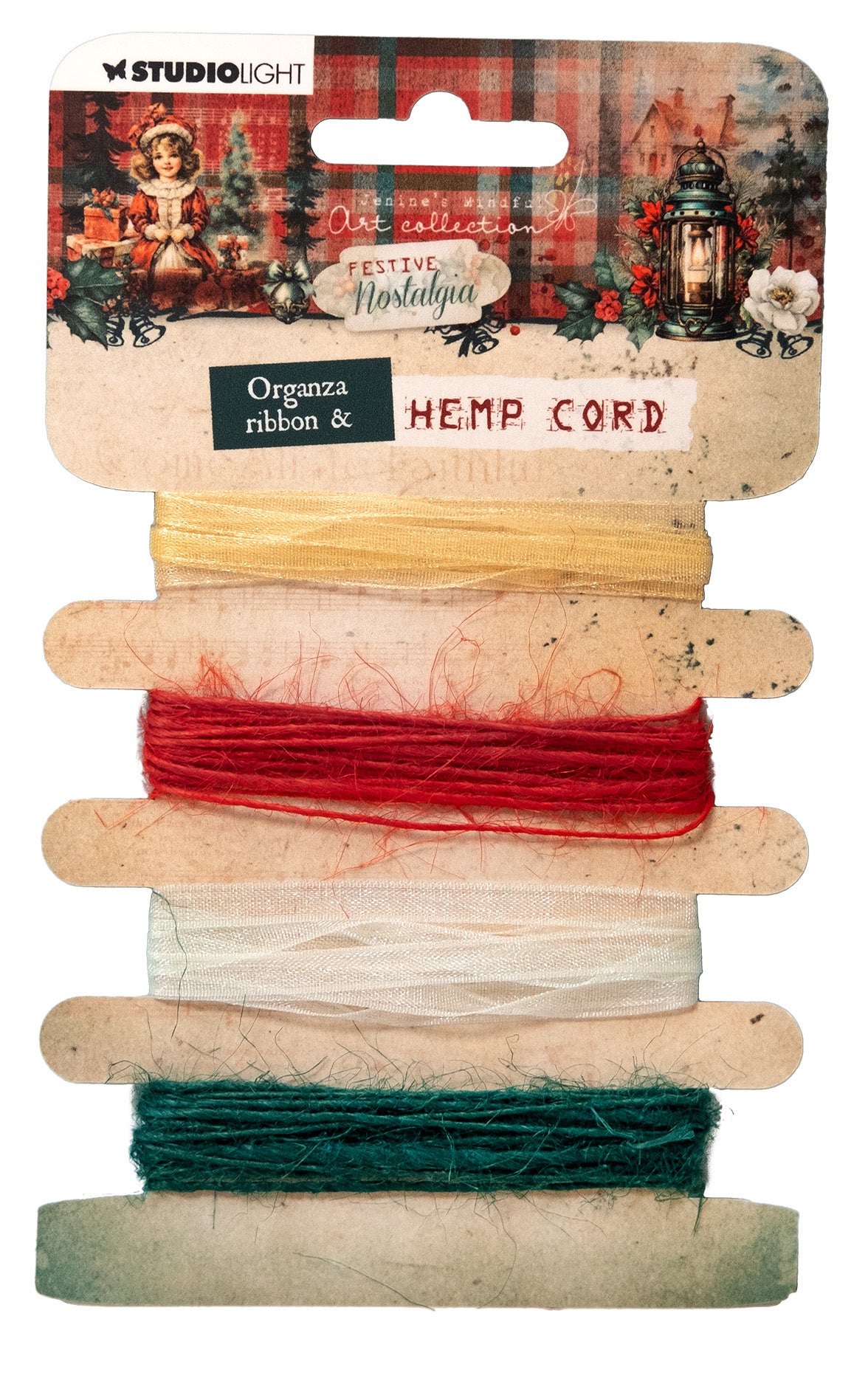 JMA Ribbon Organza (5mm) & Hemp Cord Festive Nostalgia 4 PC