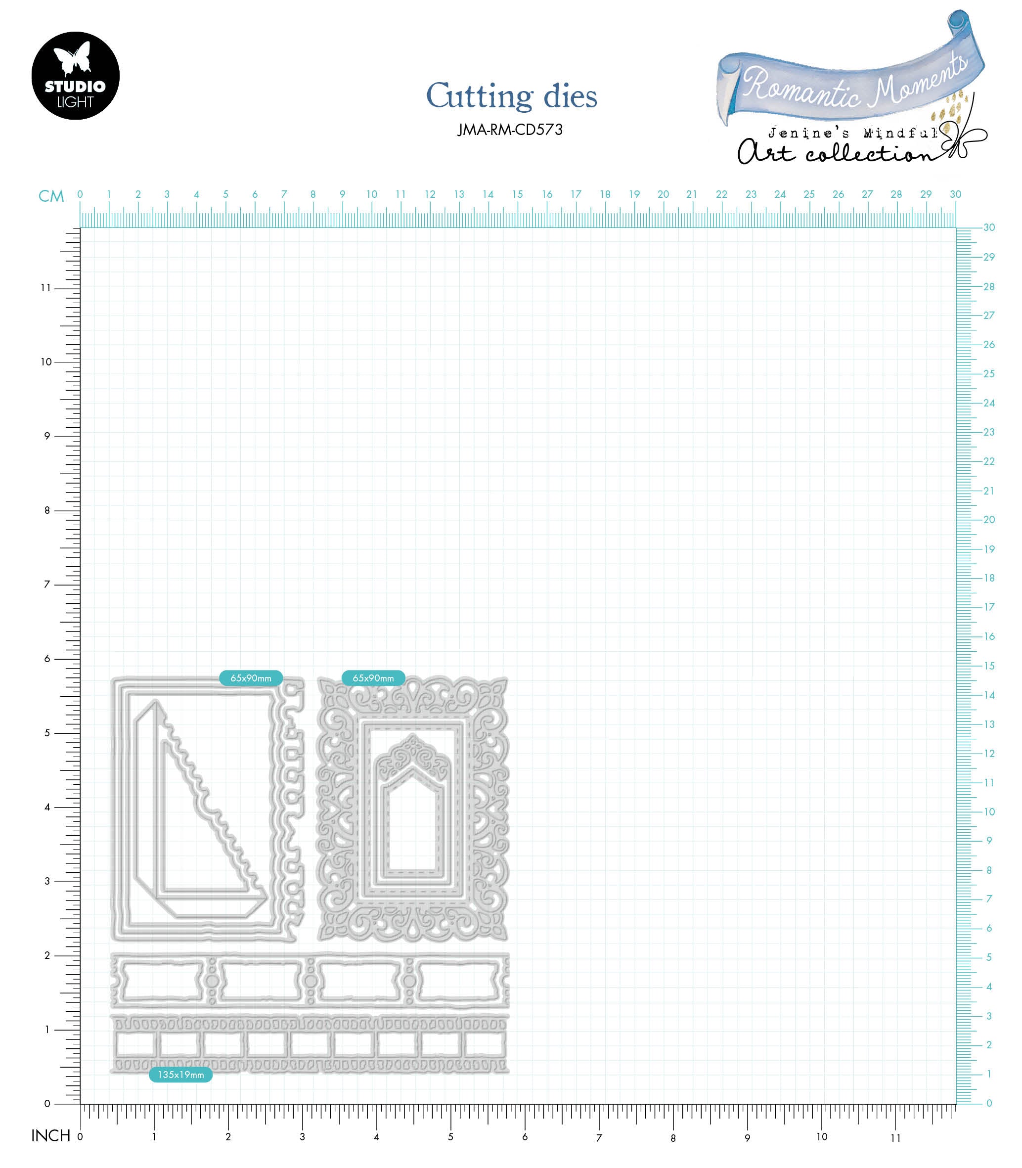 JMA Cutting Die Artist Trading Cards & Strips Romantic Moments 135x135x1mm 15 PC nr.573