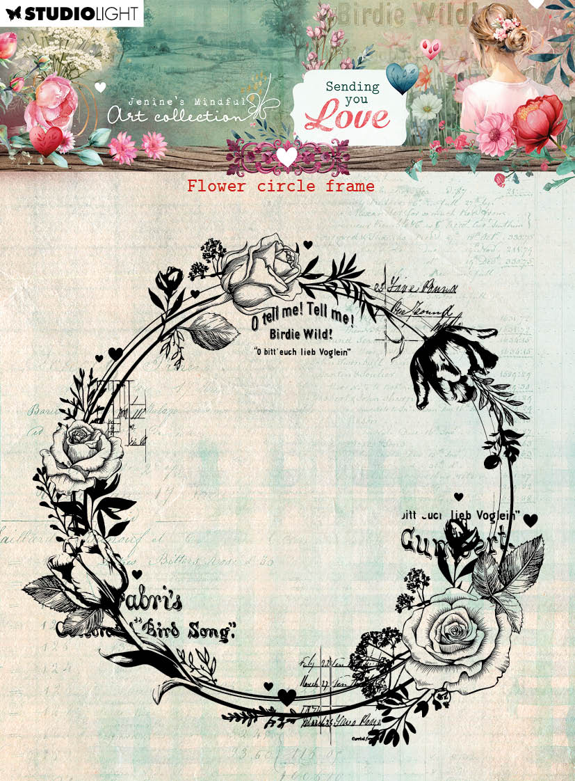 JMA Clear Stamps Flower Circle Frame Sending You Love 1 PC