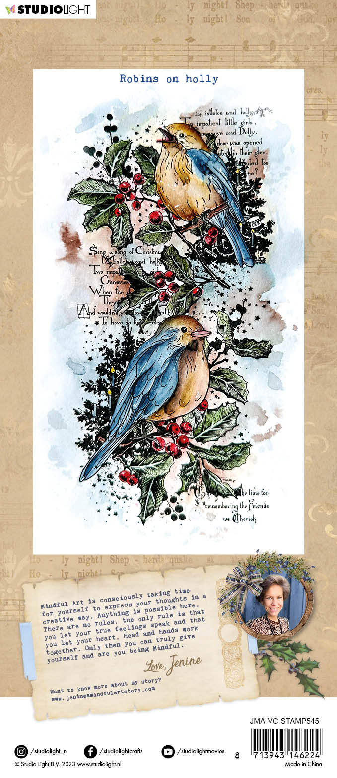 JMA Clear Stamp Robins On Holly Vintage Christmas 95x193x3mm 1 PC nr.545