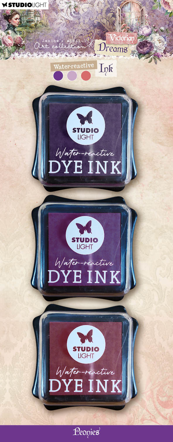 JMA Water-Reactive Ink Pads Peonies (Purples & Pink) Victorian Dreams 3 PC