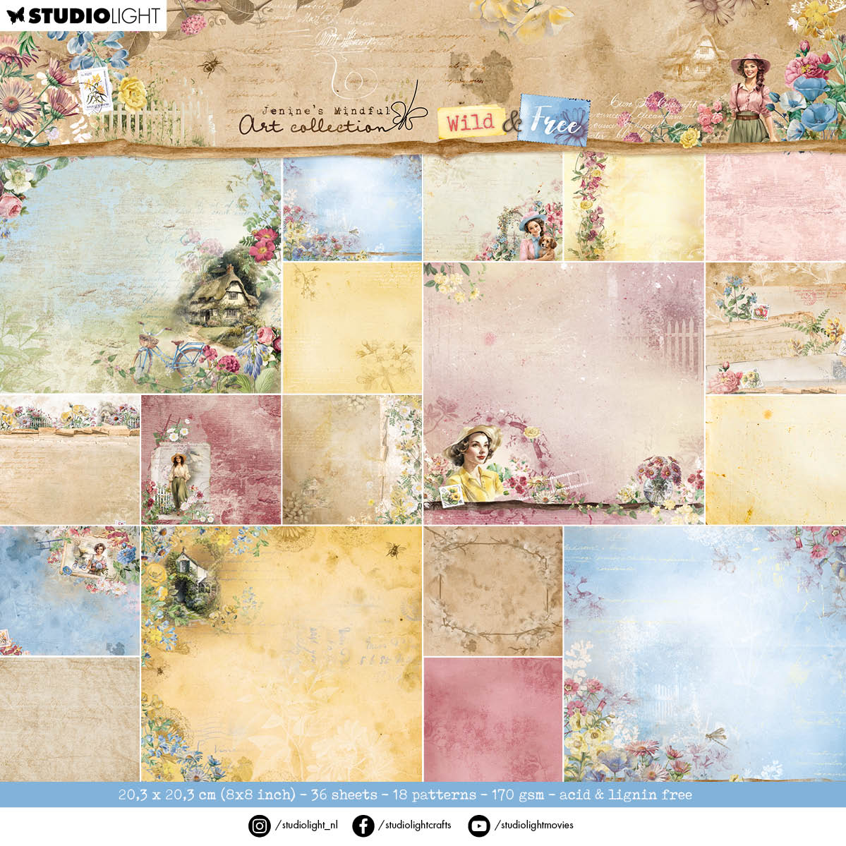 JMA Design Paper Pad Background Designs Wild & Free 36 SH