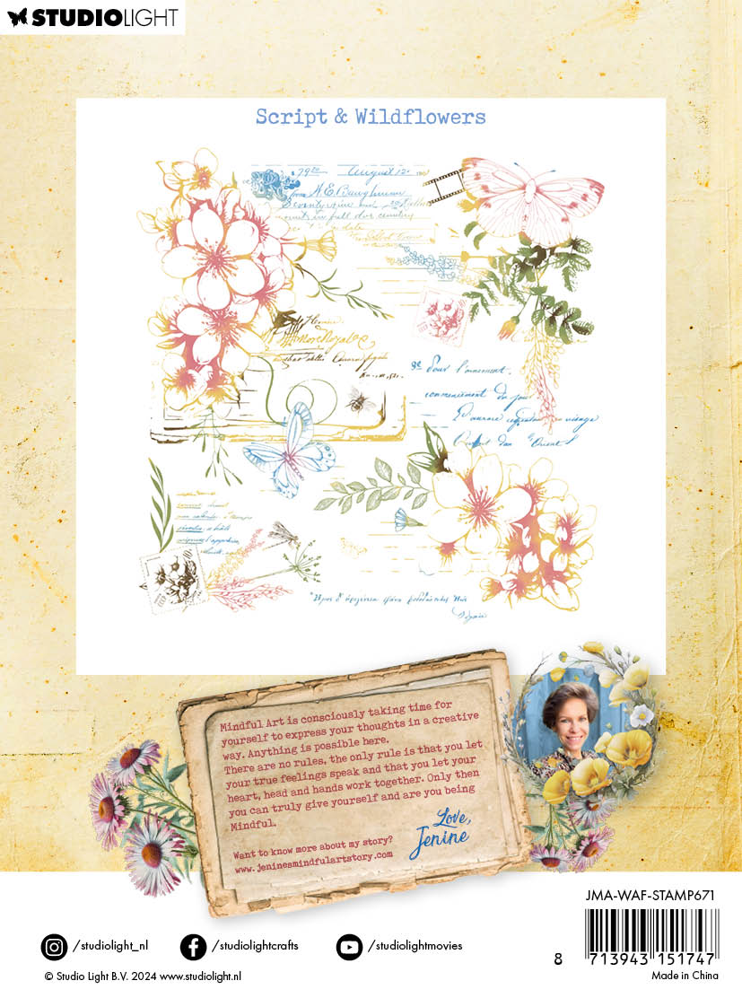 JMA Clear Stamp Script & Wildflowers Wild & Free 1 PC