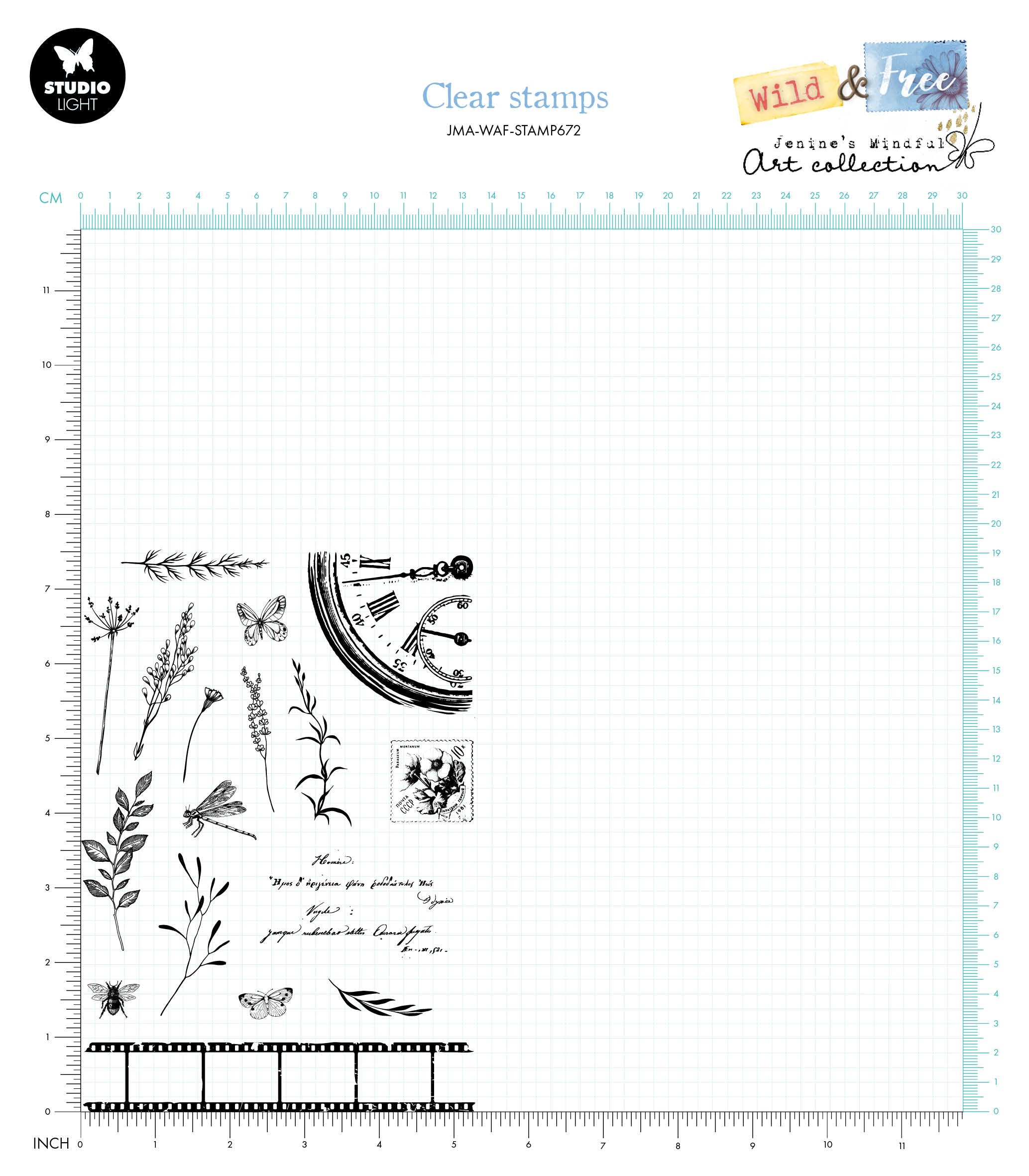 JMA Clear Stamp Sprigs Wild & Free 17 PC