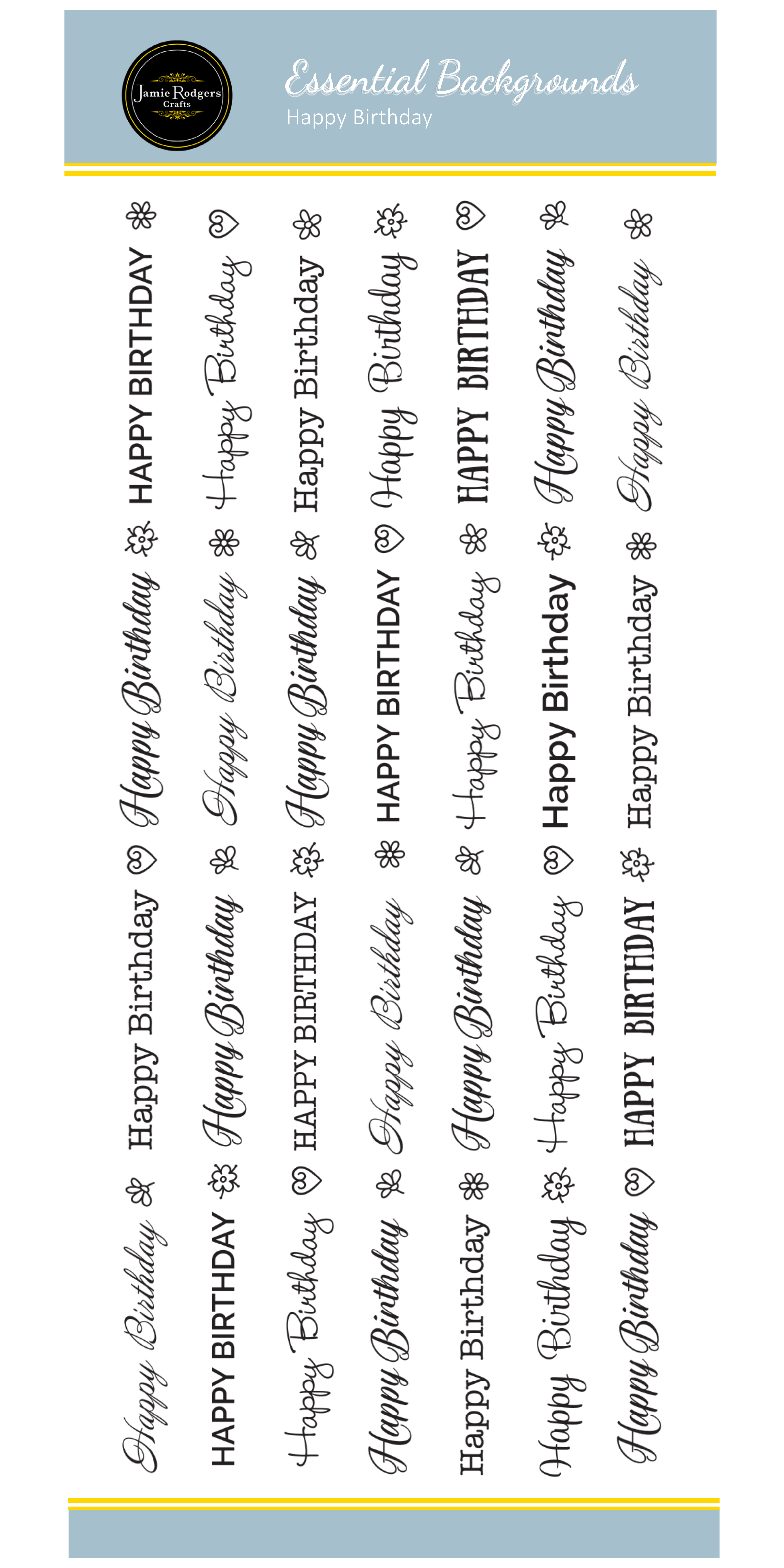 Jamie Rodgers Crafts Happy Birthday DL Clear Stamp Set