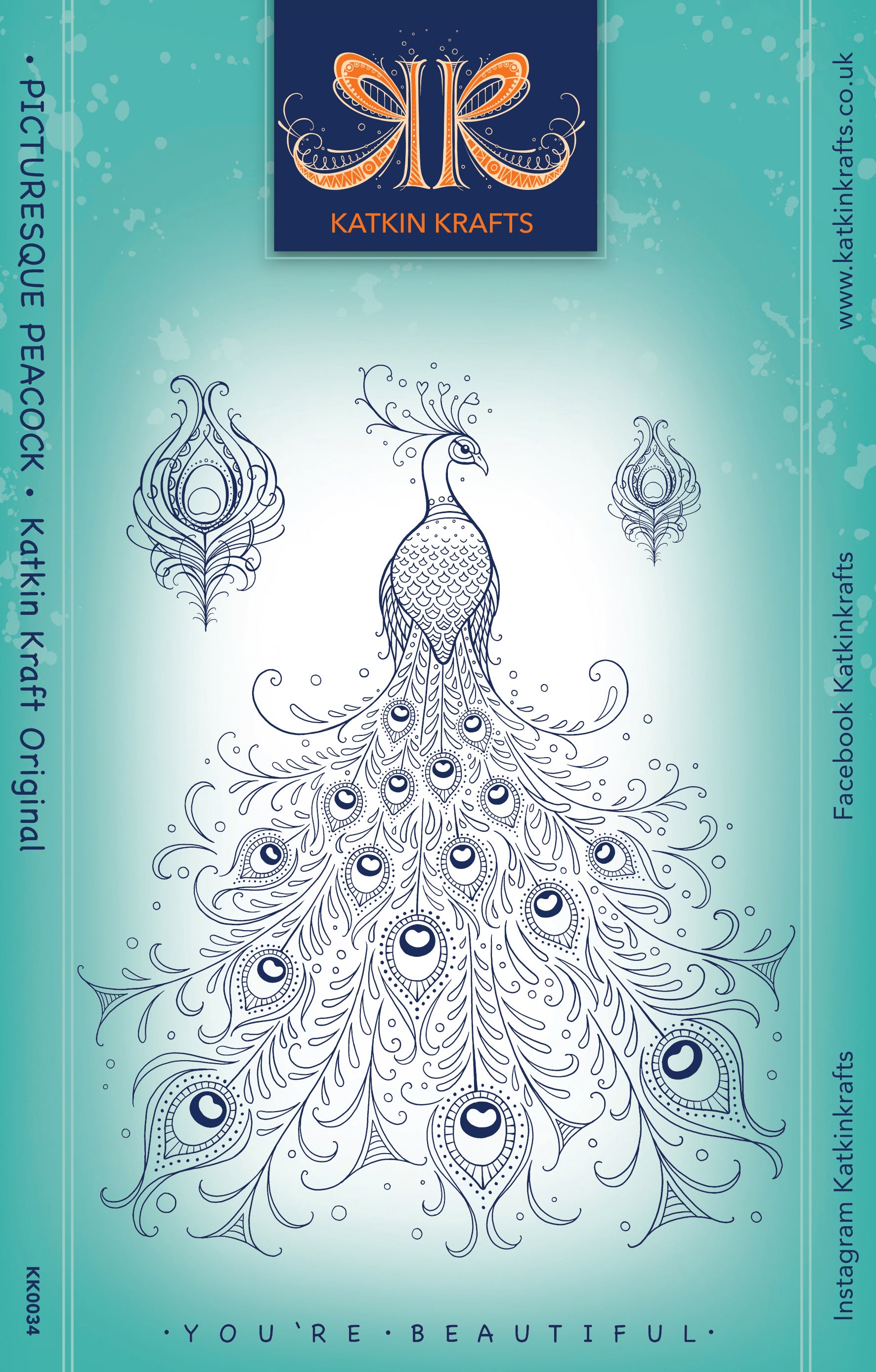 Katkin Krafts Picturesque Peacock 6 in x 8 in Clear Stamp Set