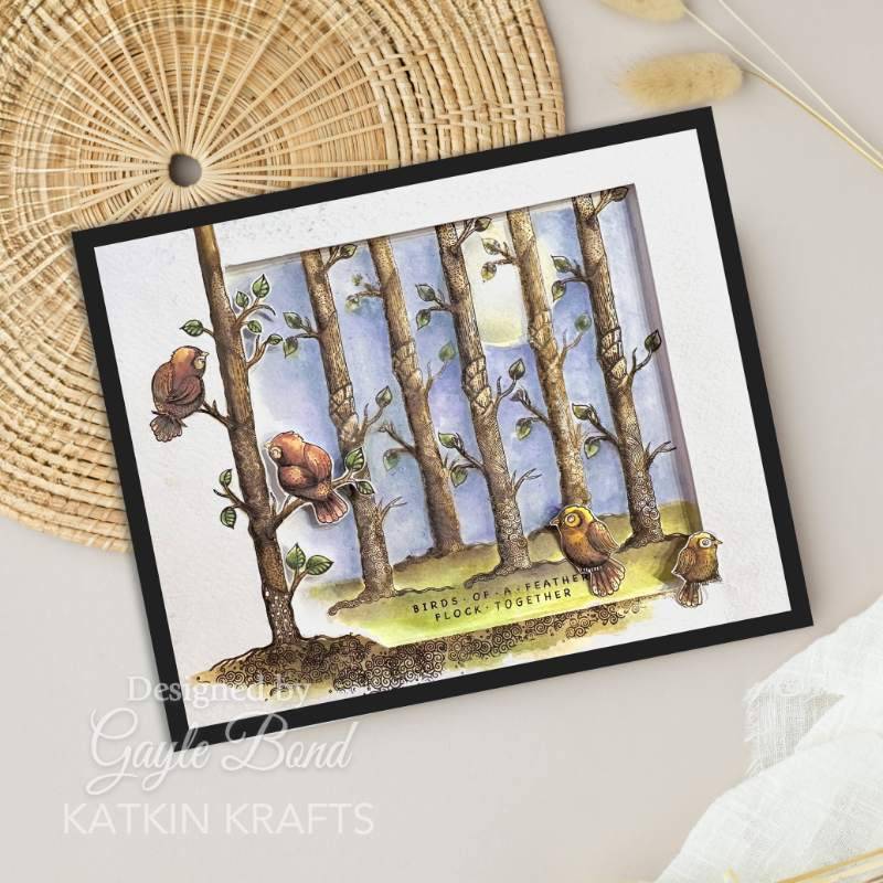 Katkin Krafts Bright Birds 6 in x 8 in Clear Stamp Set