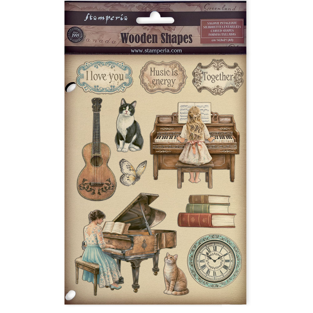 Printed Decorative Wooden Shape For Art And Craft A5 - Symphony  (SINGLE NOT 3PK)
