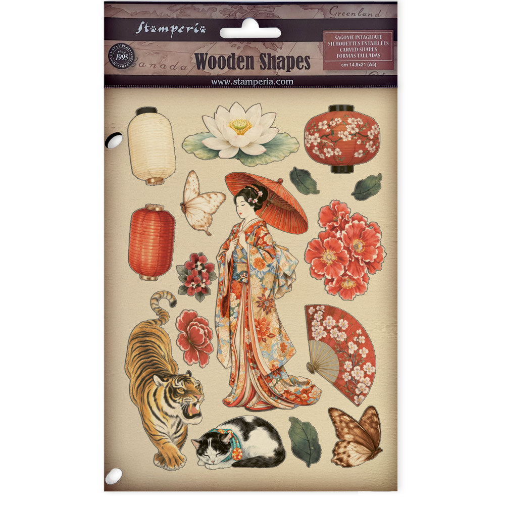 Printed Decorative Wooden Shape For Art And Craft A5 - Oriental Garden