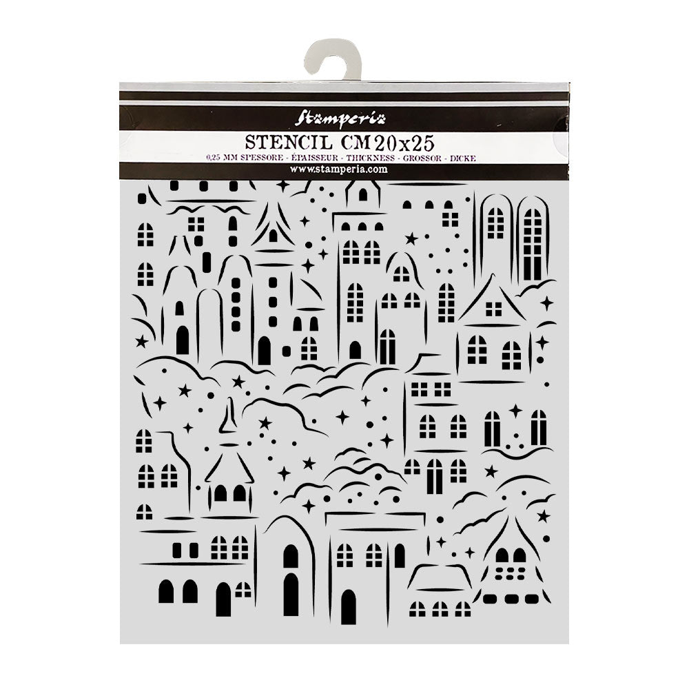 Cut Laser Stencil For Art And Craft cm 20x25 - Christmas Village