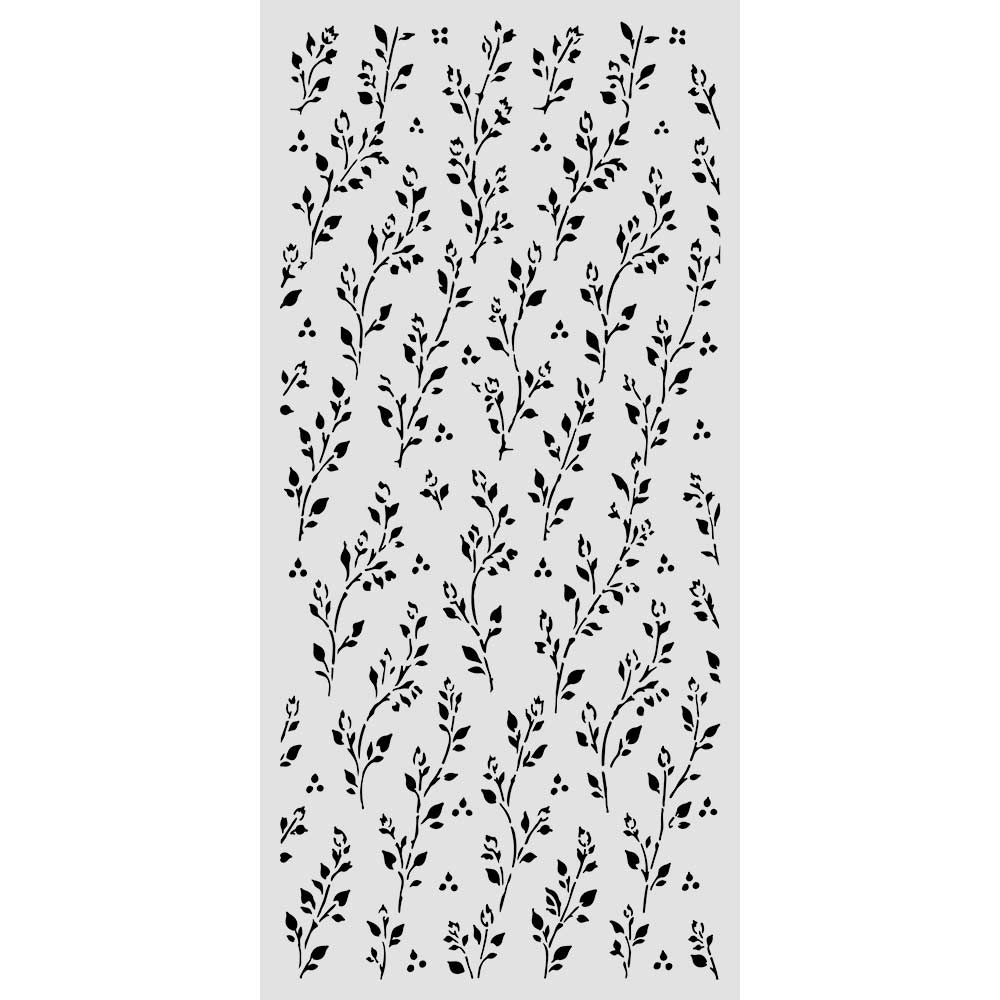 Cut Laser Stencil For Art And Craft 12x25cm - Cozy Family Sprig Pattern