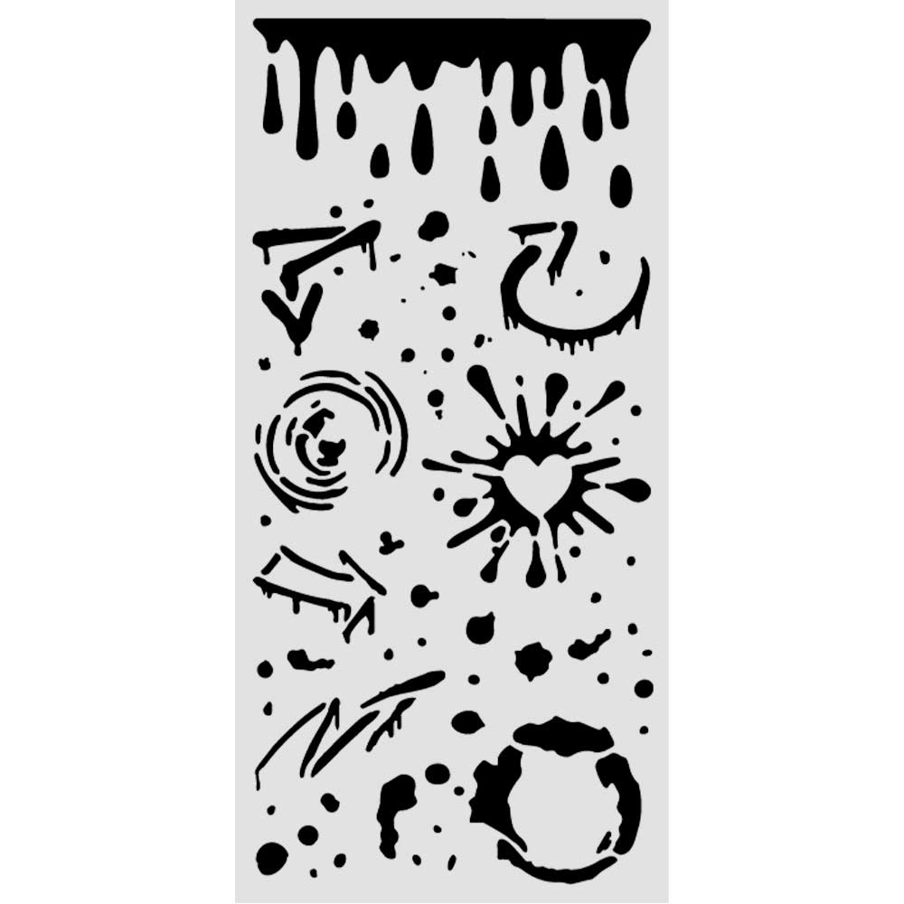 Cut Laser Stencil For Art And Craft cm 12x25 - Furry Friends 2 Ink Splatters