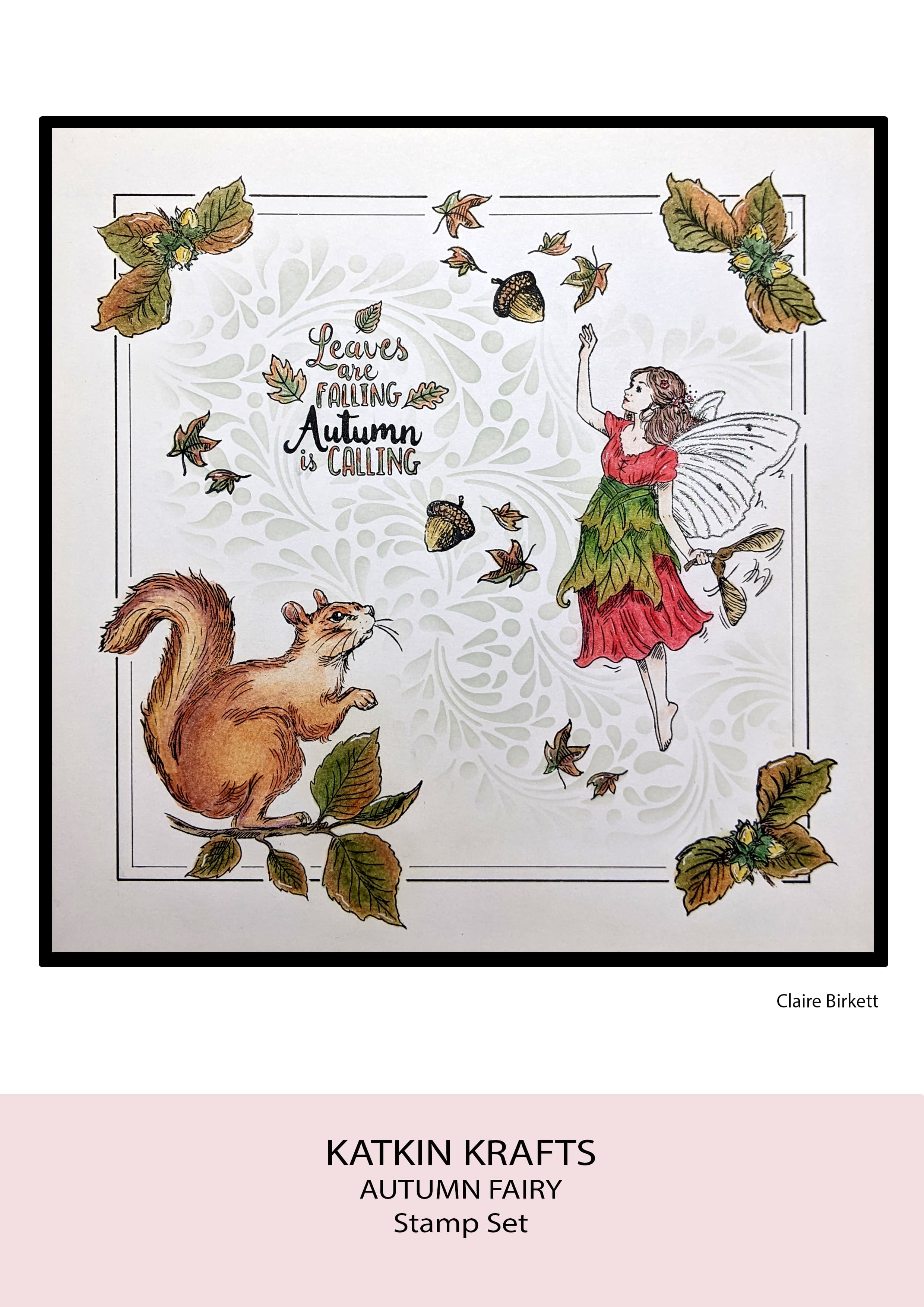 Katkin Krafts Autumn Fairy 6 in x 8 in Clear Stamp Set