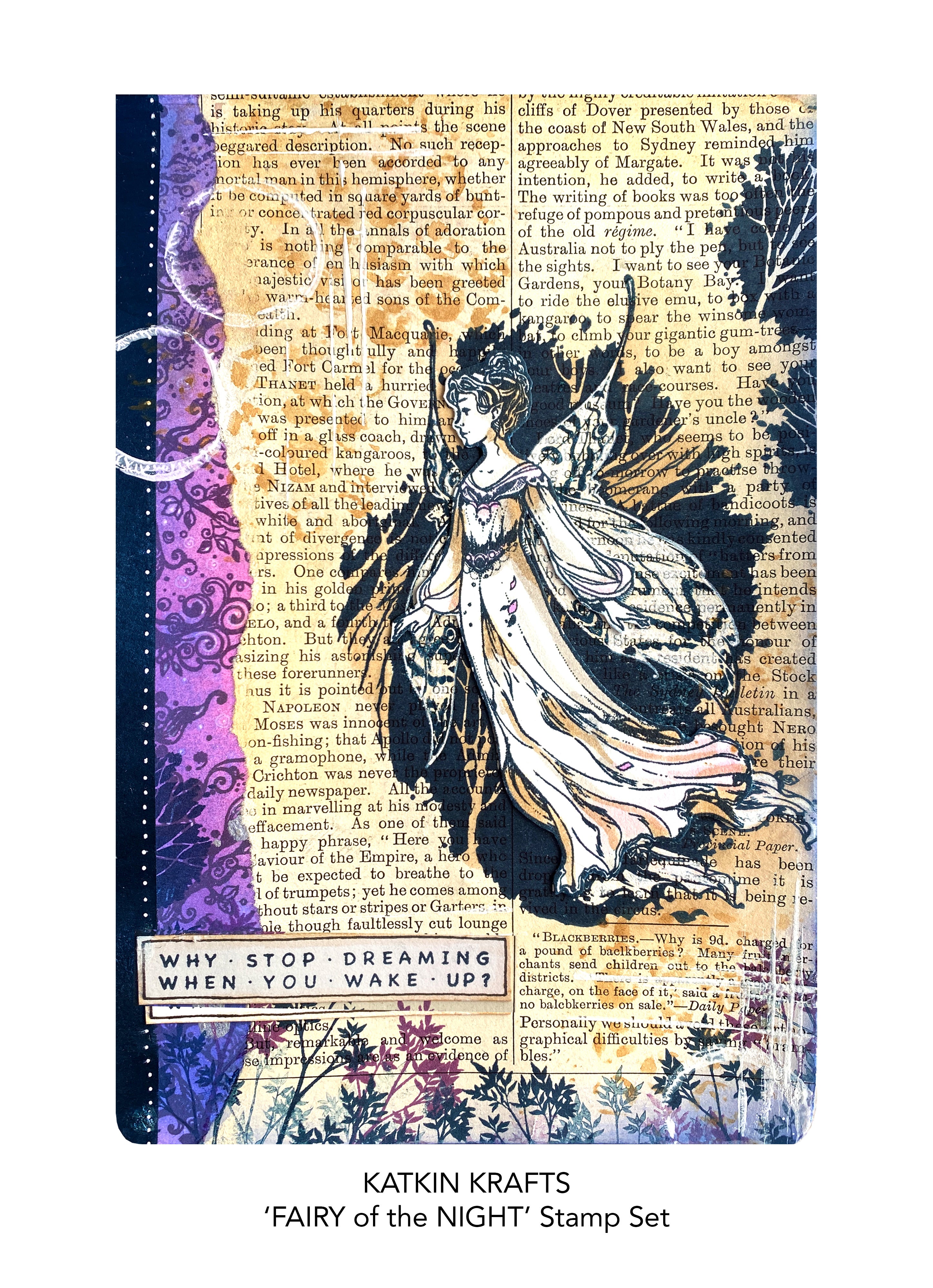 Katkin Krafts Fairy Of the Night 6 in x 8 in Clear Stamp Set