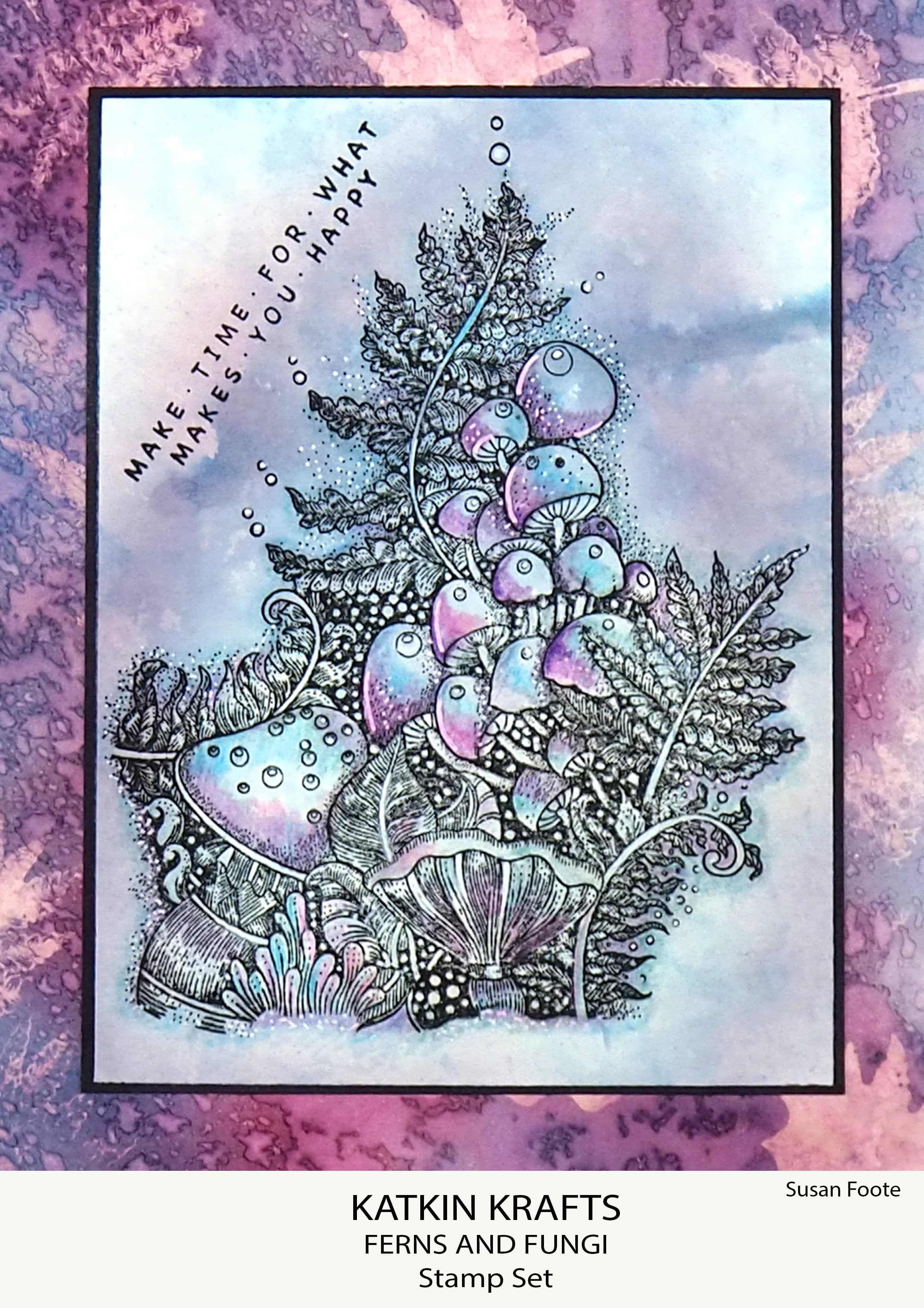 Katkin Krafts Ferns and Fungi 6 in x 8 in Clear Stamp Set