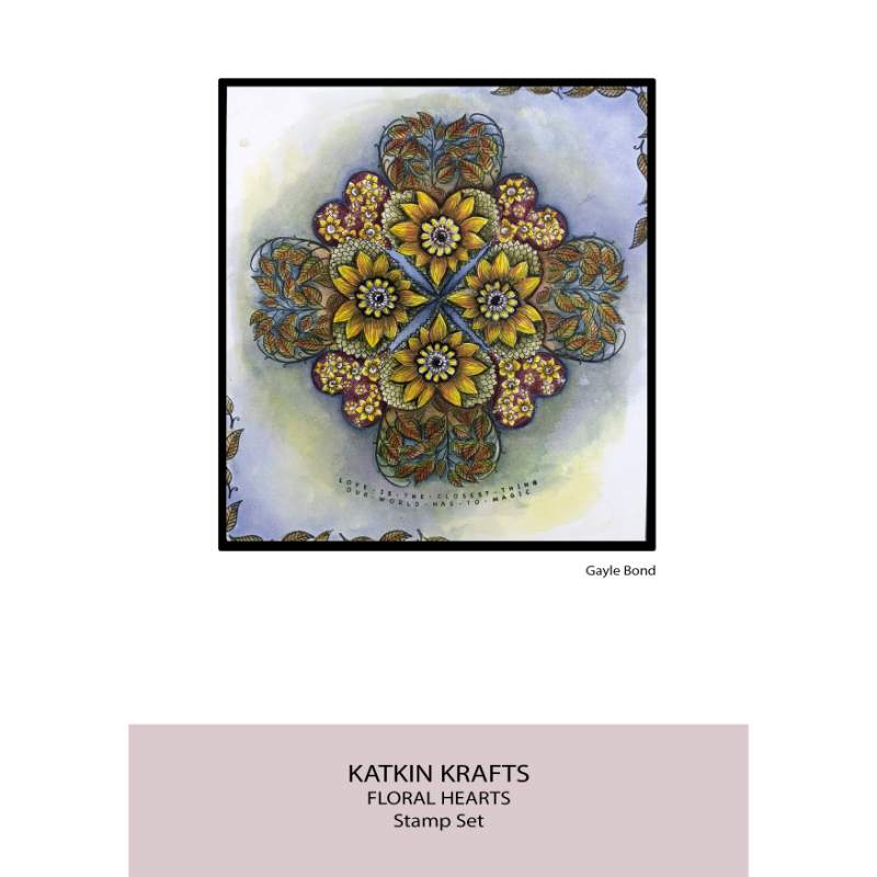 Katkin Krafts Floral Hearts 6 in x 8 in Clear Stamp Set