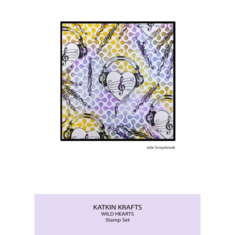 Katkin Krafts Wild Hearts 6 in x 8 in Clear Stamp Set