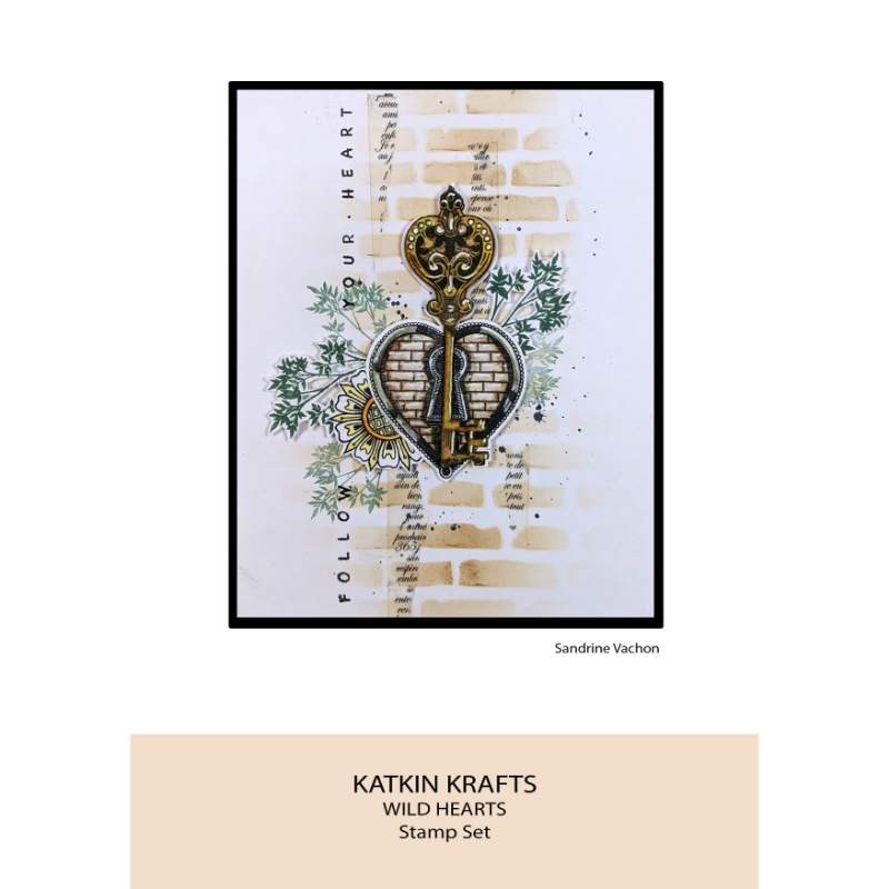 Katkin Krafts Wild Hearts 6 in x 8 in Clear Stamp Set