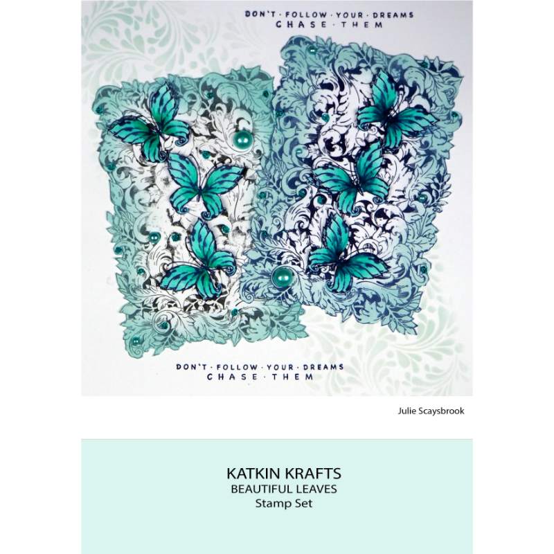 Katkin Krafts Beautiful Leaves 6 in x 8 in Clear Stamp Set