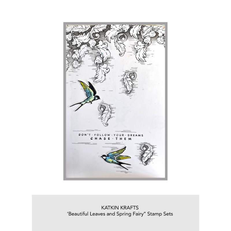 Katkin Krafts Beautiful Leaves 6 in x 8 in Clear Stamp Set