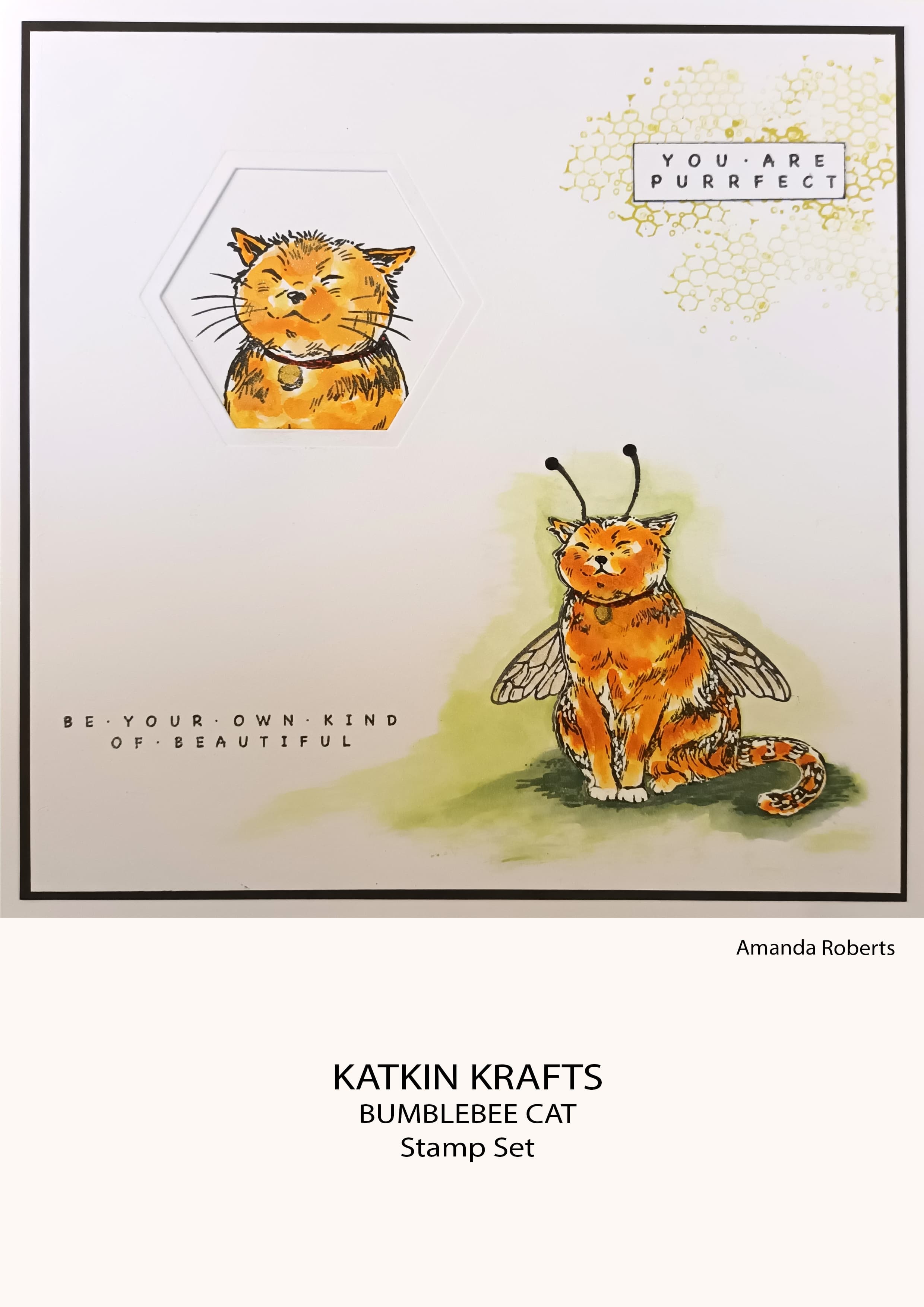Katkin Krafts Bumblebee Cat 6 in x 8 in Clear Stamp Set