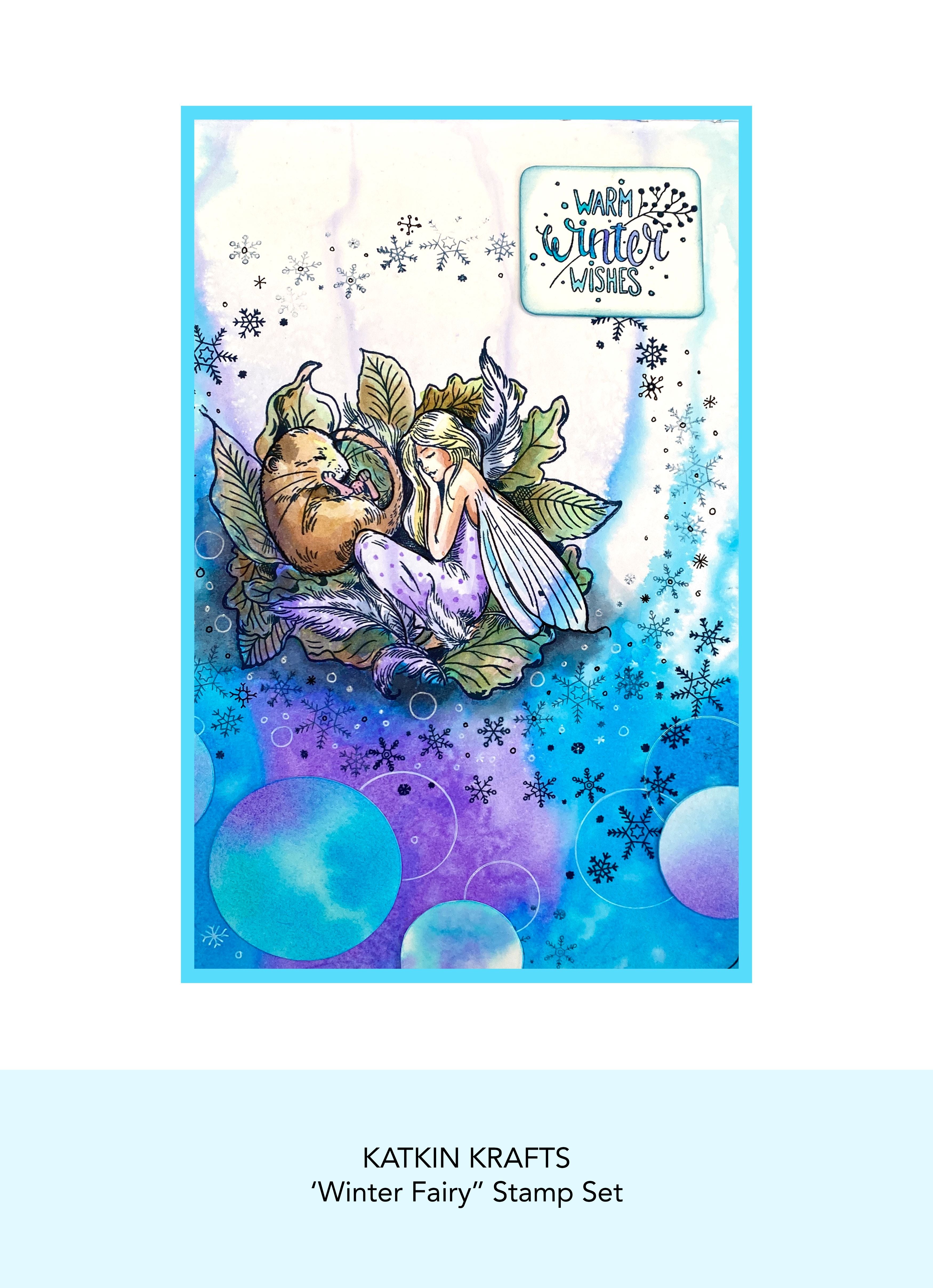 Katkin Krafts Winter Fairy 6 in x 8 in Clear Stamp Set