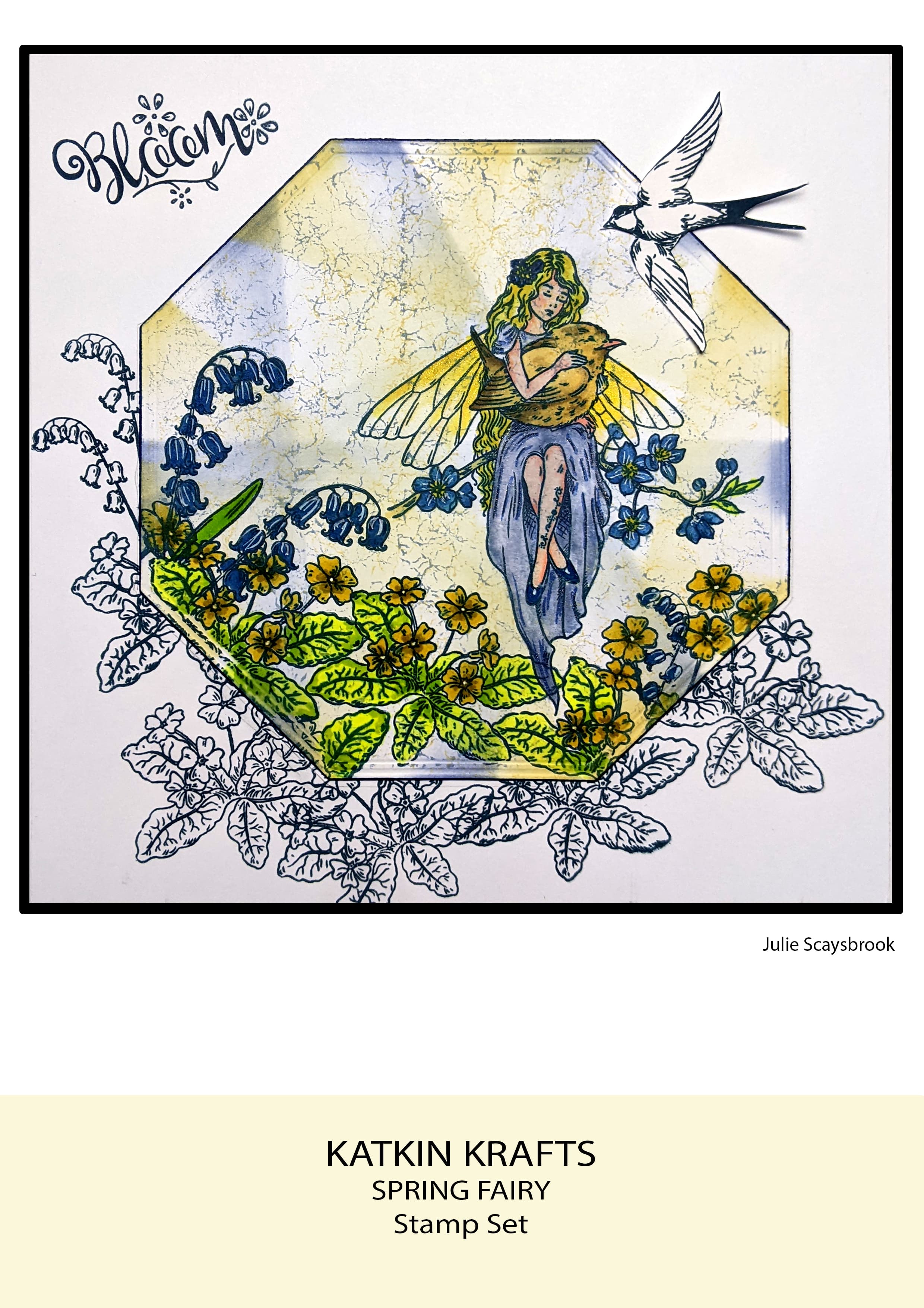 Katkin Krafts Spring Fairy 6 in x 8 in Clear Stamp Set